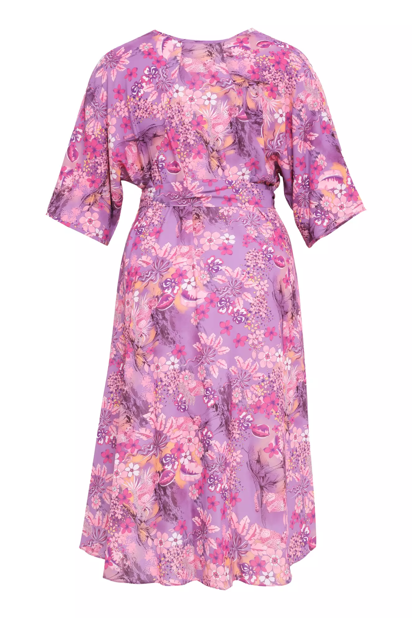 Printed Plus Size Satin Kapri Kol Long Dress