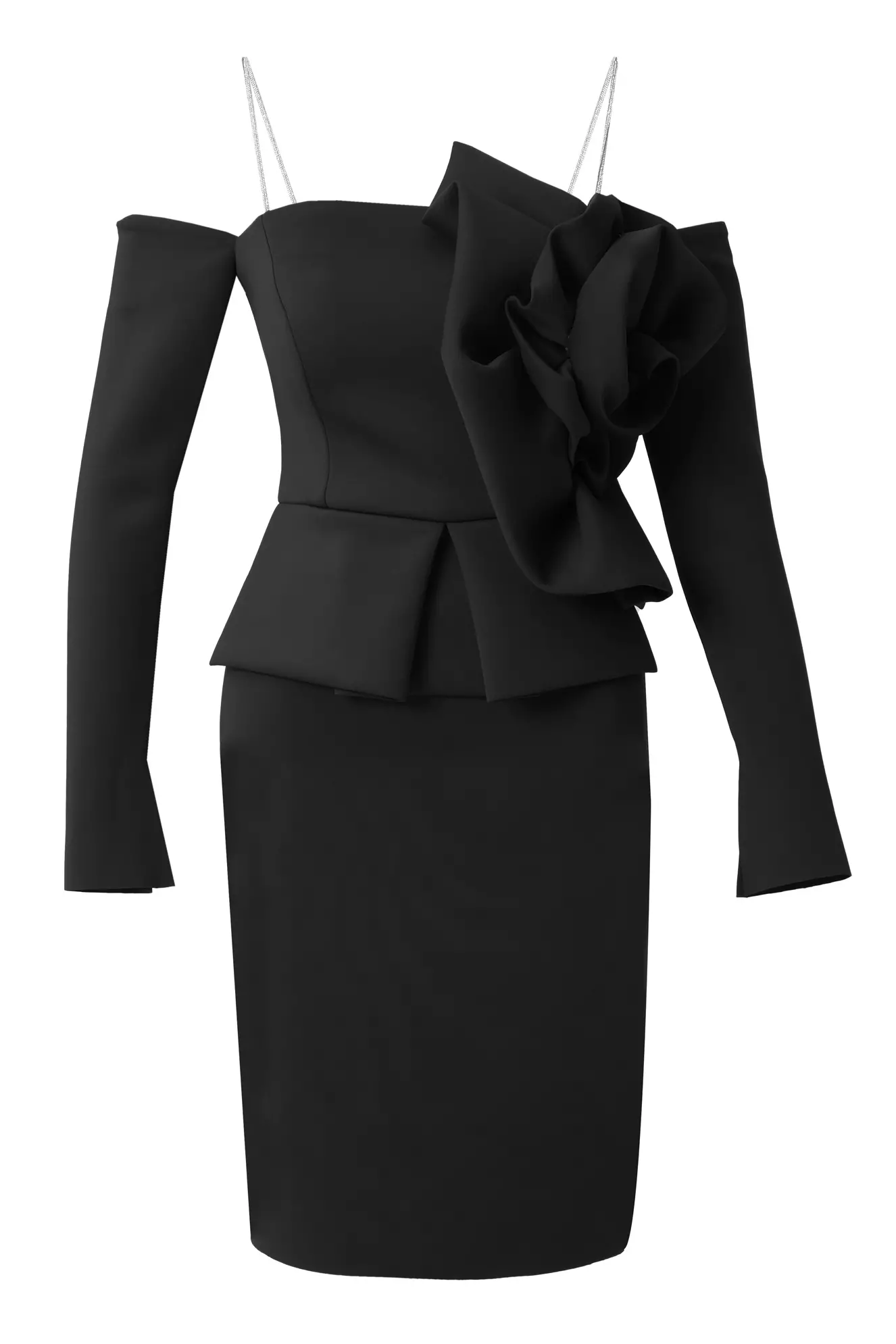 Black Dalgic Long Sleeve Mini Dress