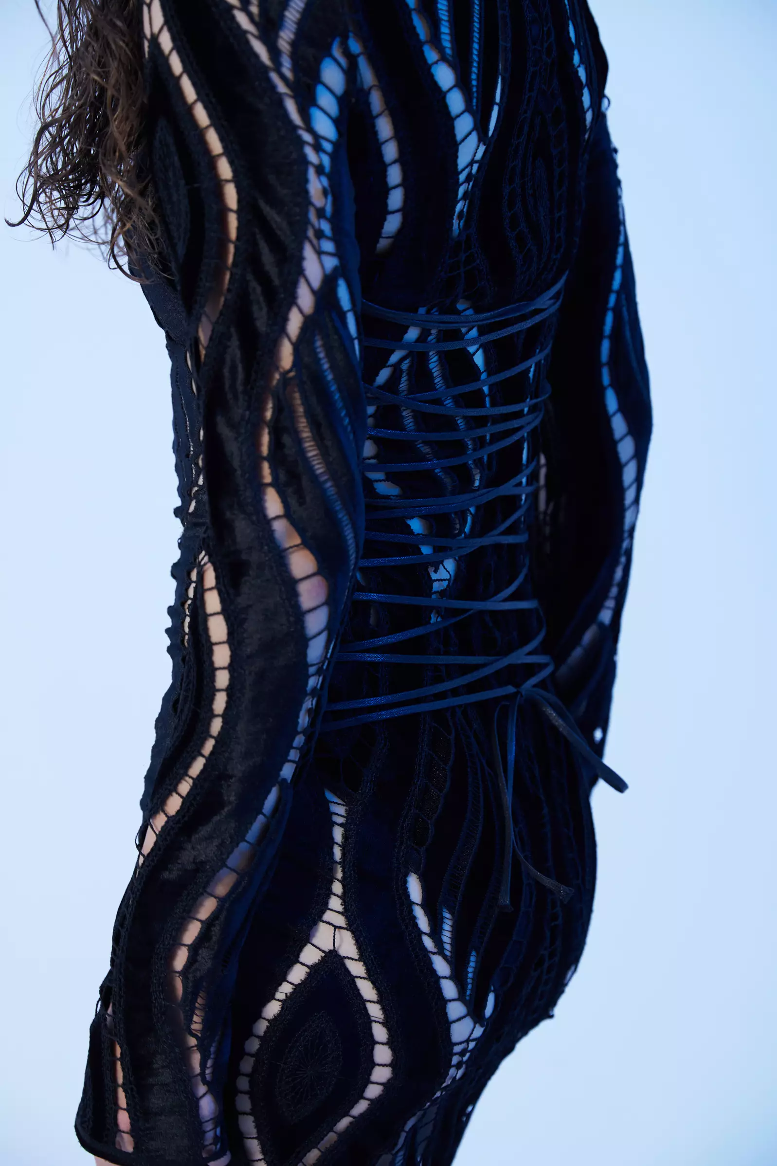 Black velvet long sleeve long dress