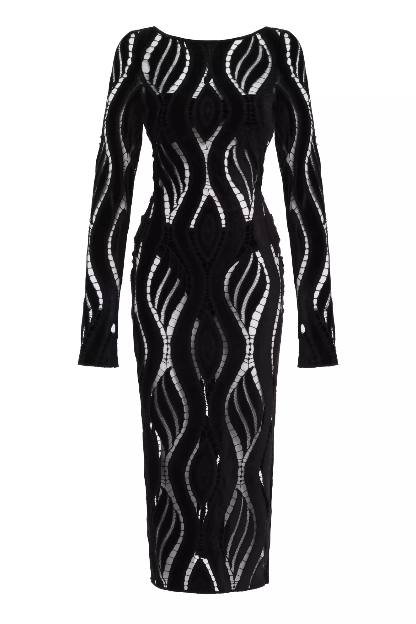 Black velvet long sleeve long dress