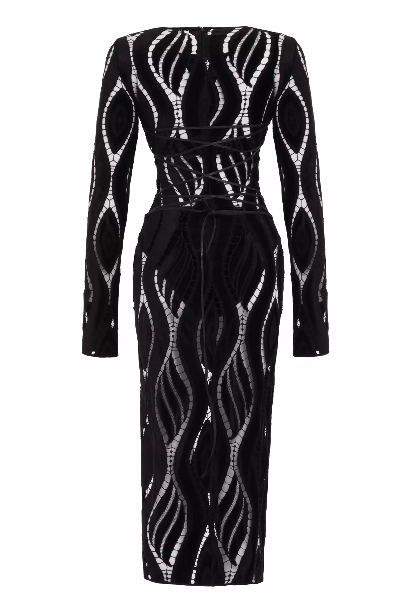 Black velvet long sleeve long dress