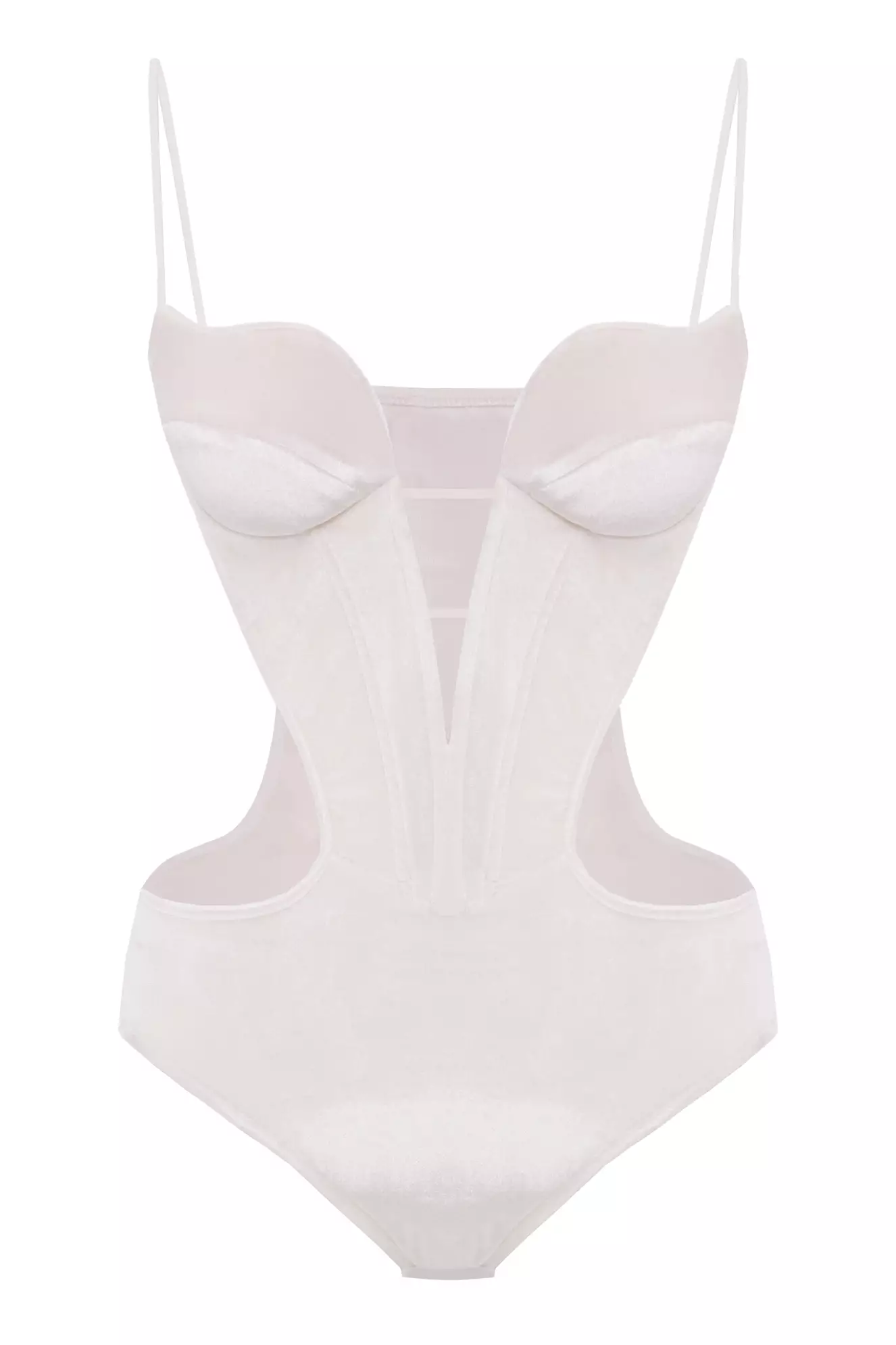 White Velvet Sleeveless Mini Shirt