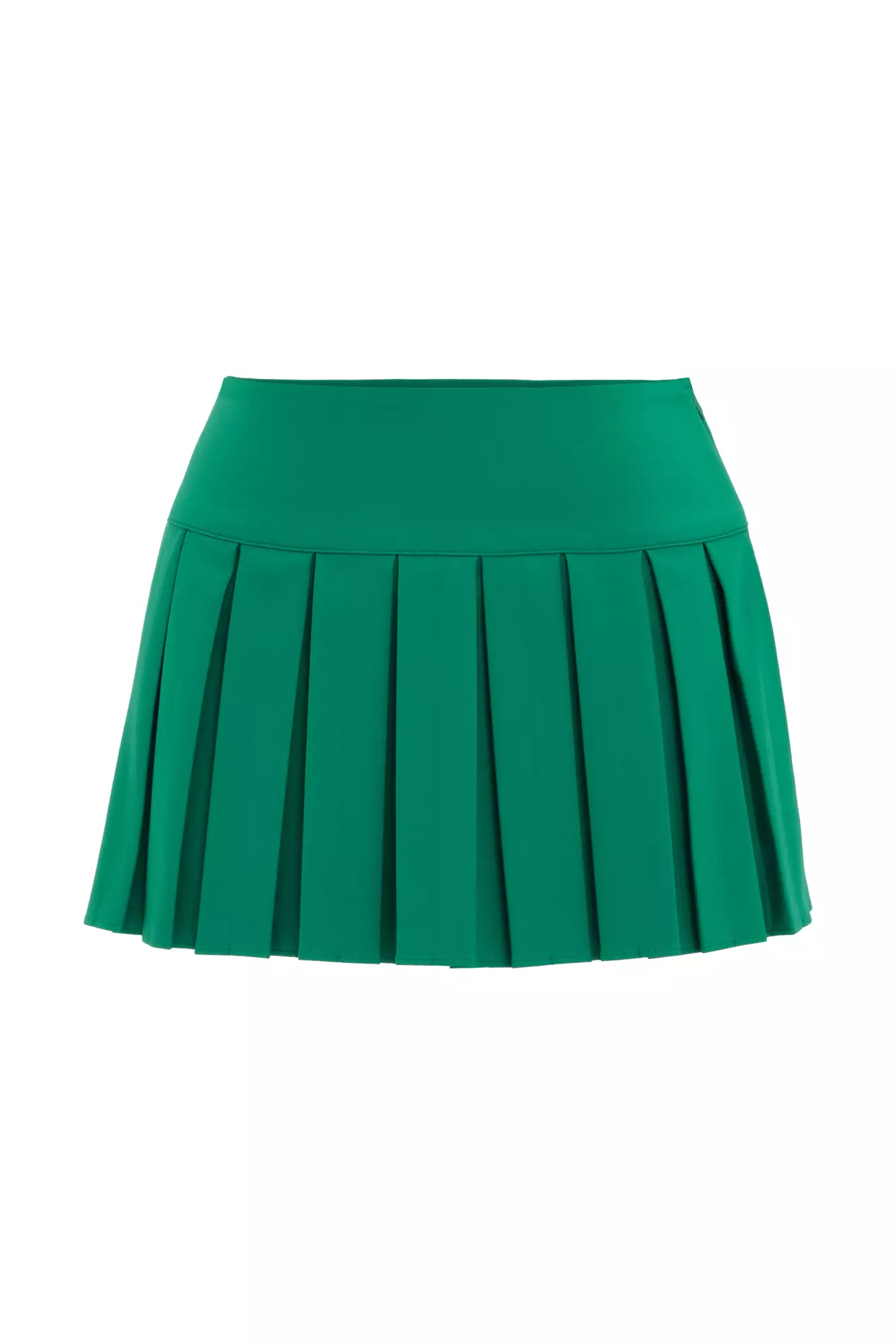 Green Crepe Mini Skirt