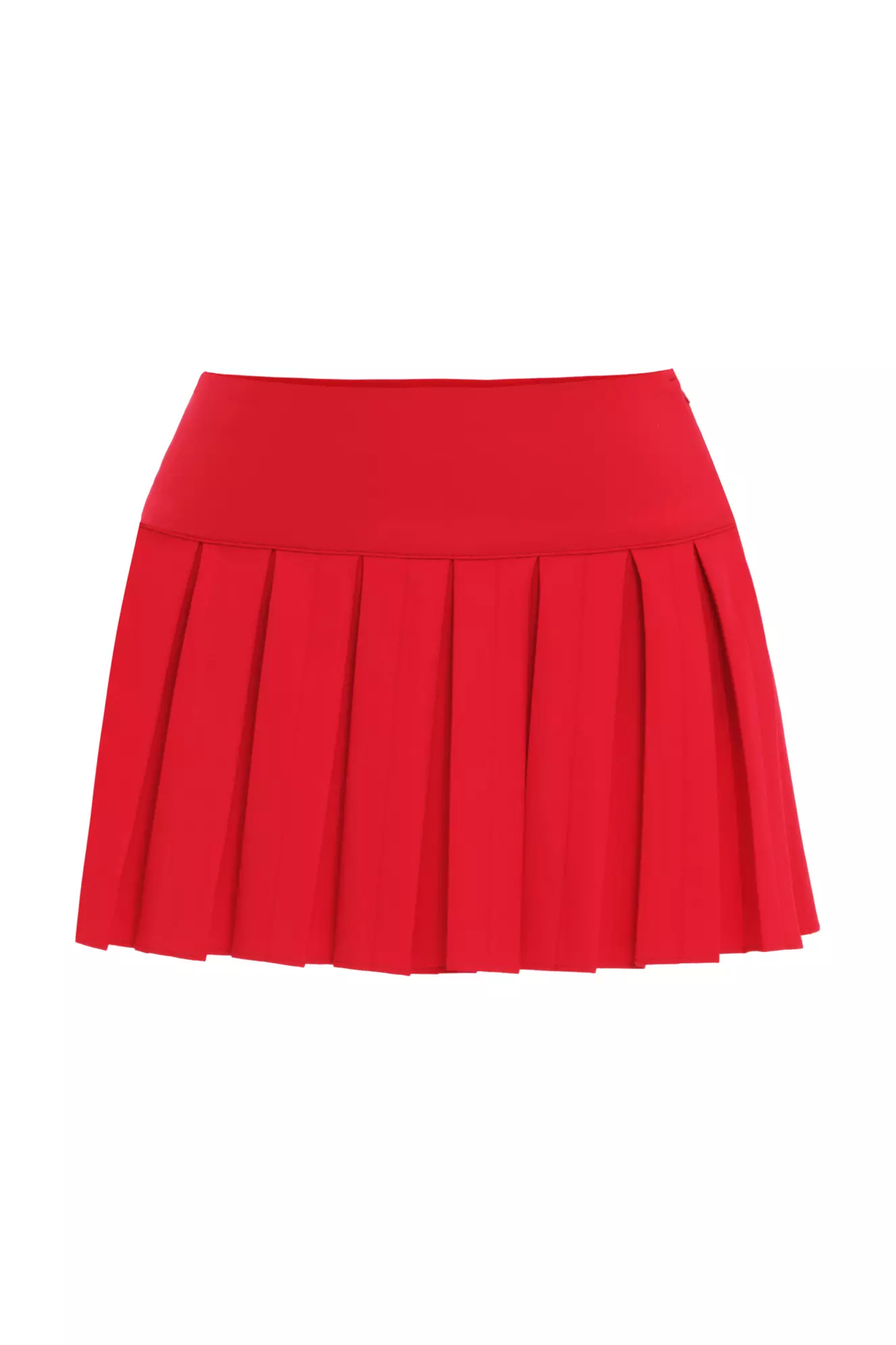 Red Crepe Mini Skirt