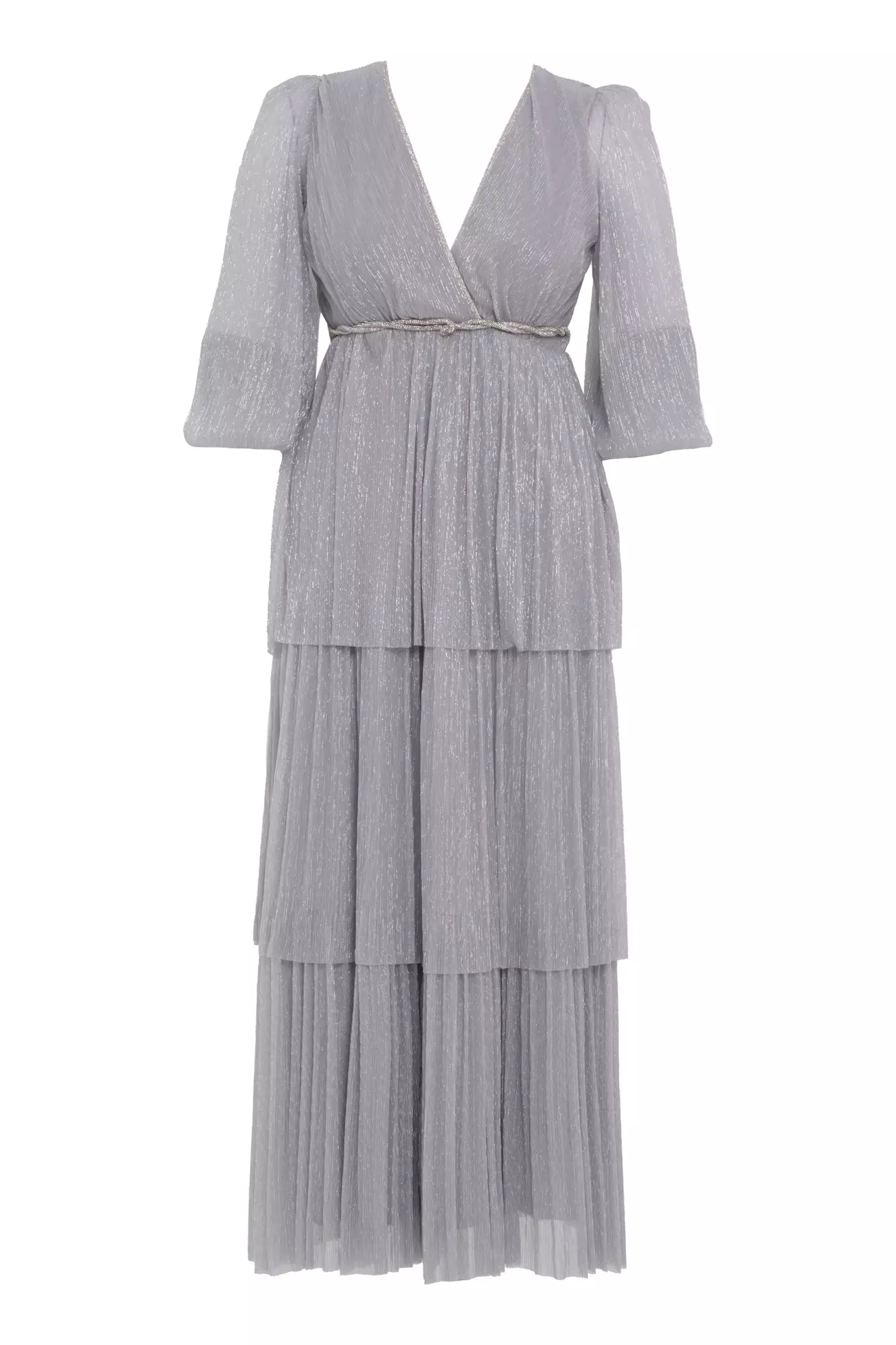 Silver Plus Size Moonlight Long Sleeve Long Dress