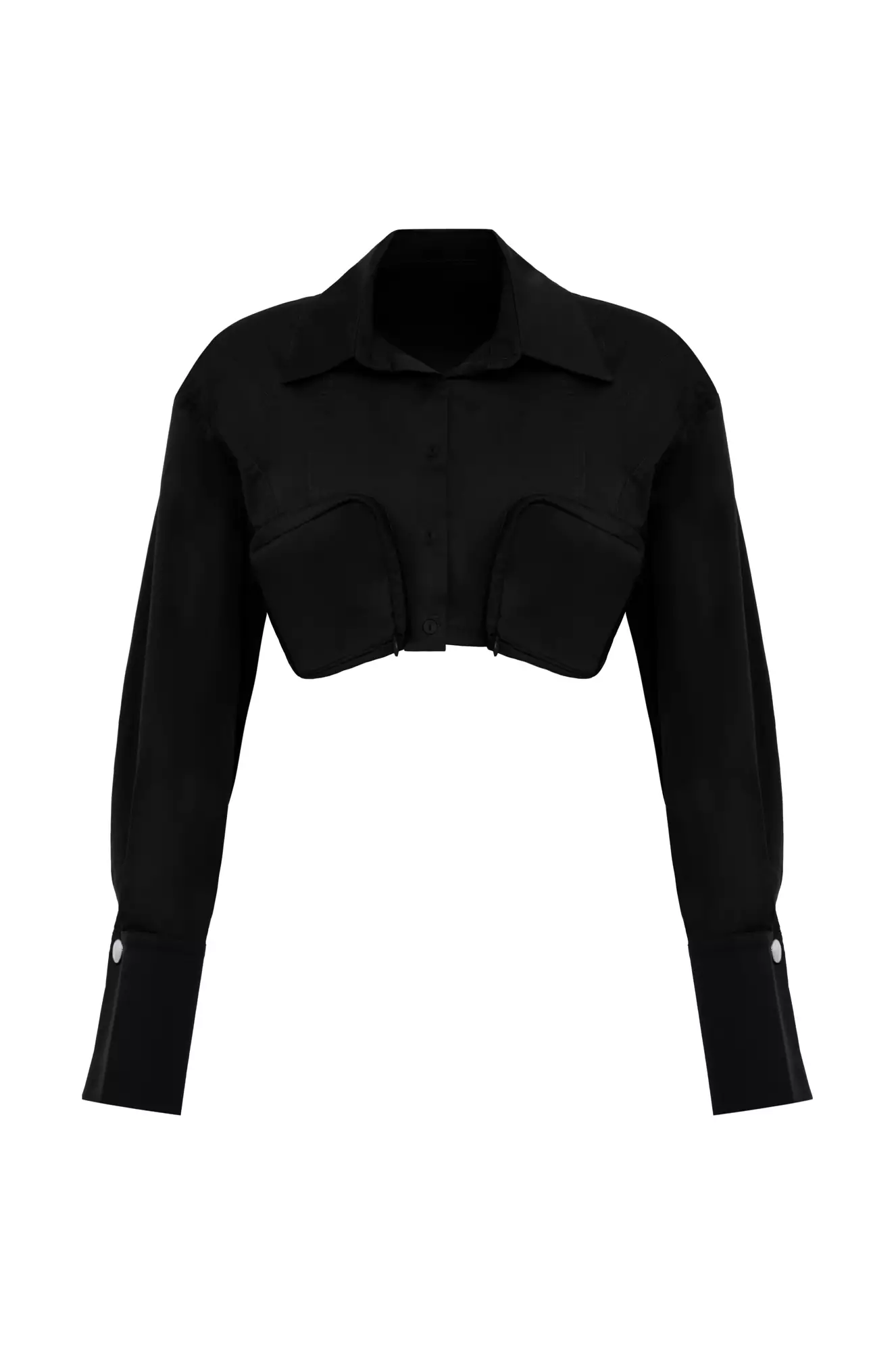 Black Poplin Long Sleeve Long Gömlek