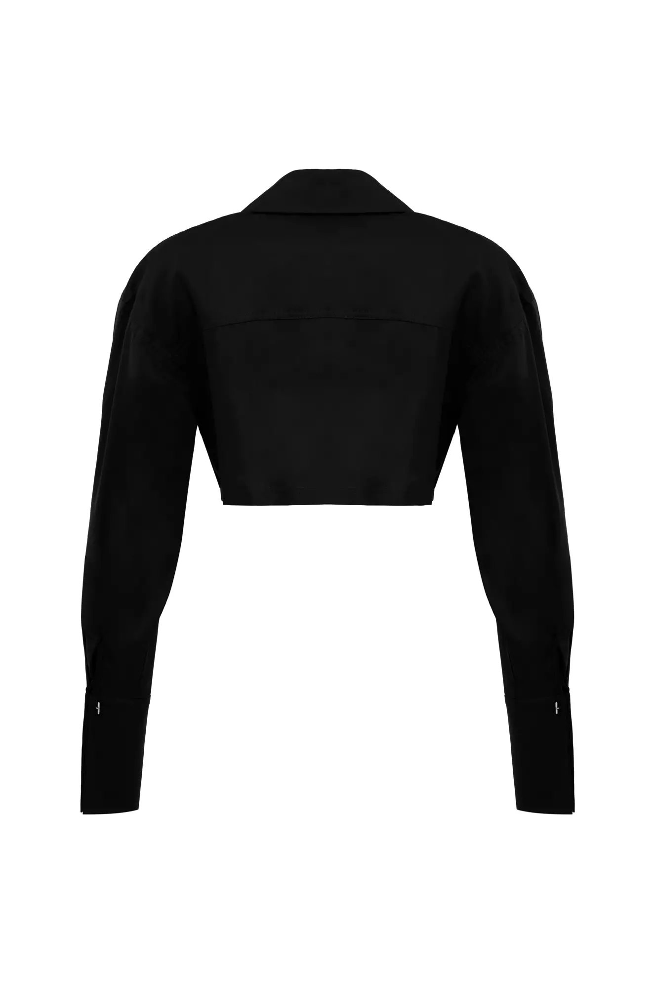Black Poplin Long Sleeve Long Gömlek