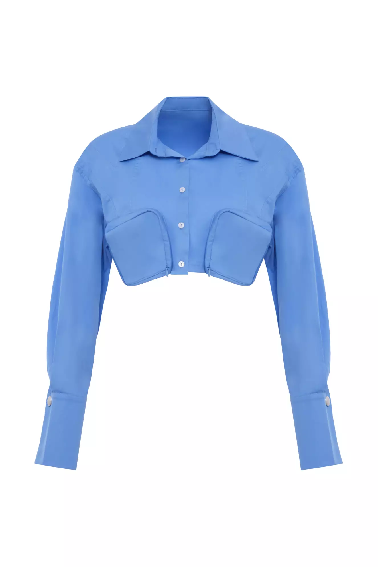 Blue Poplin Long Sleeve Long Gömlek