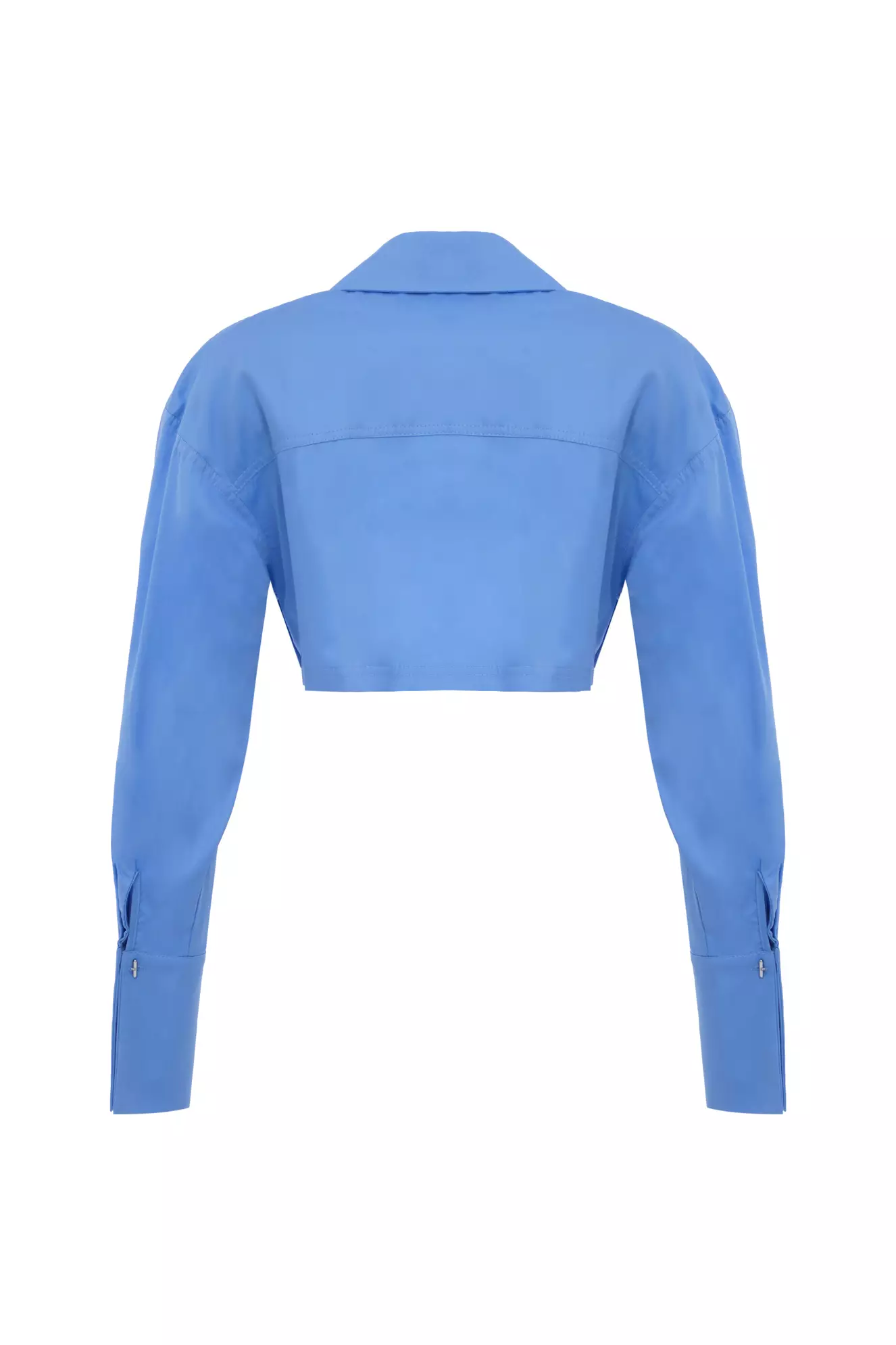 Blue Poplin Long Sleeve Long Gömlek