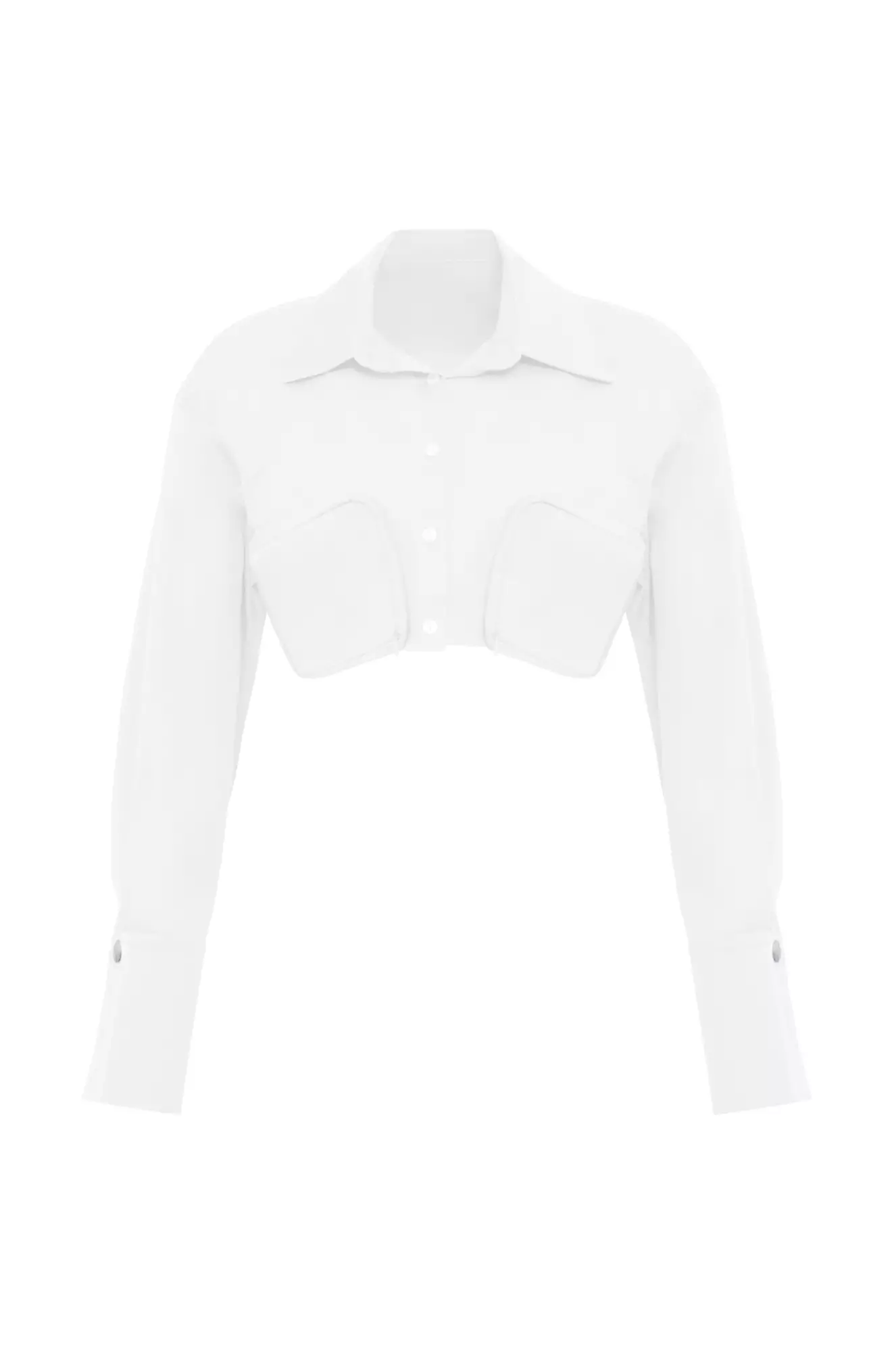 White Poplin Long Sleeve Long Gömlek
