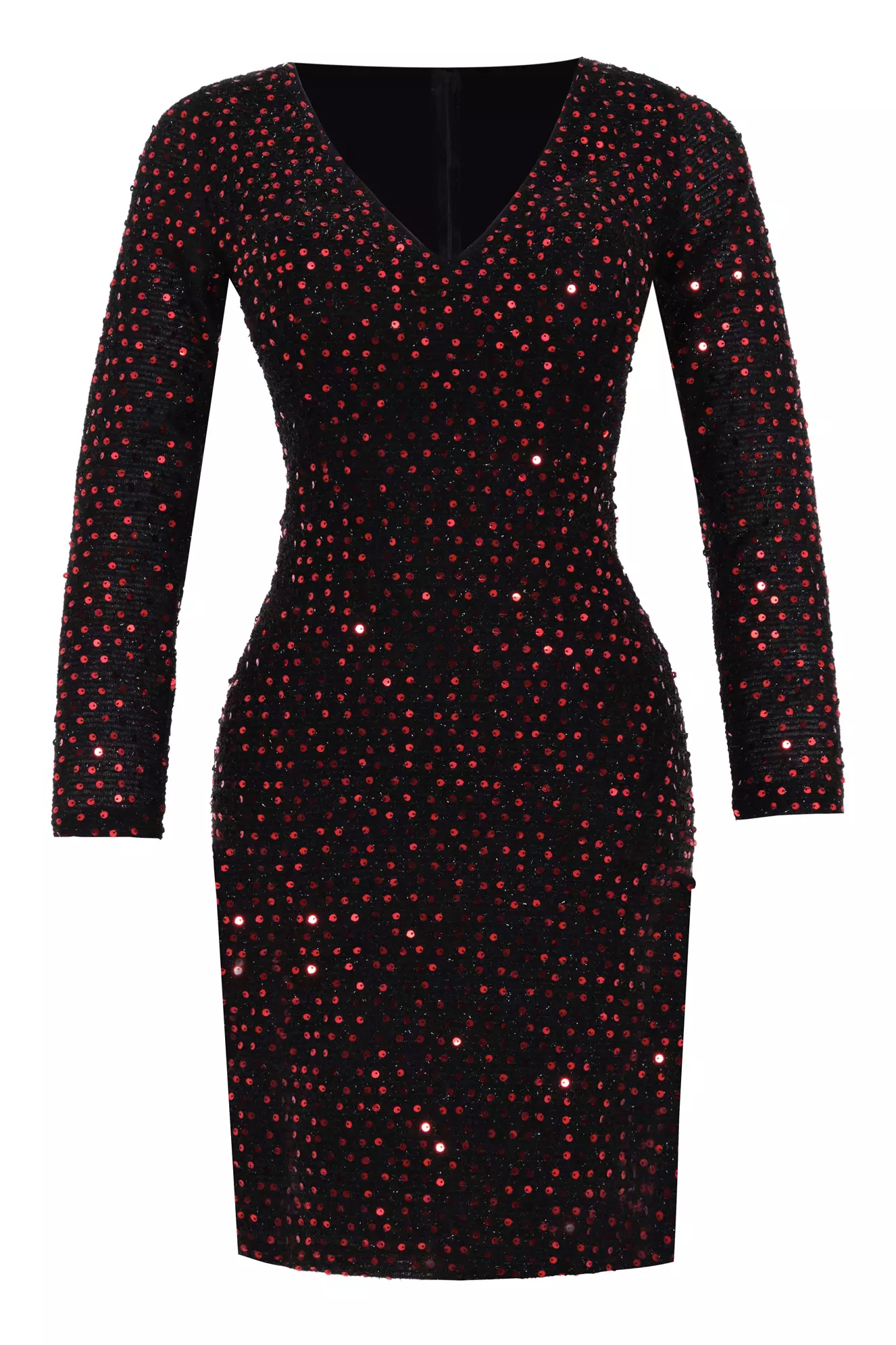 Red Sequin Long Sleeve Mini Dress