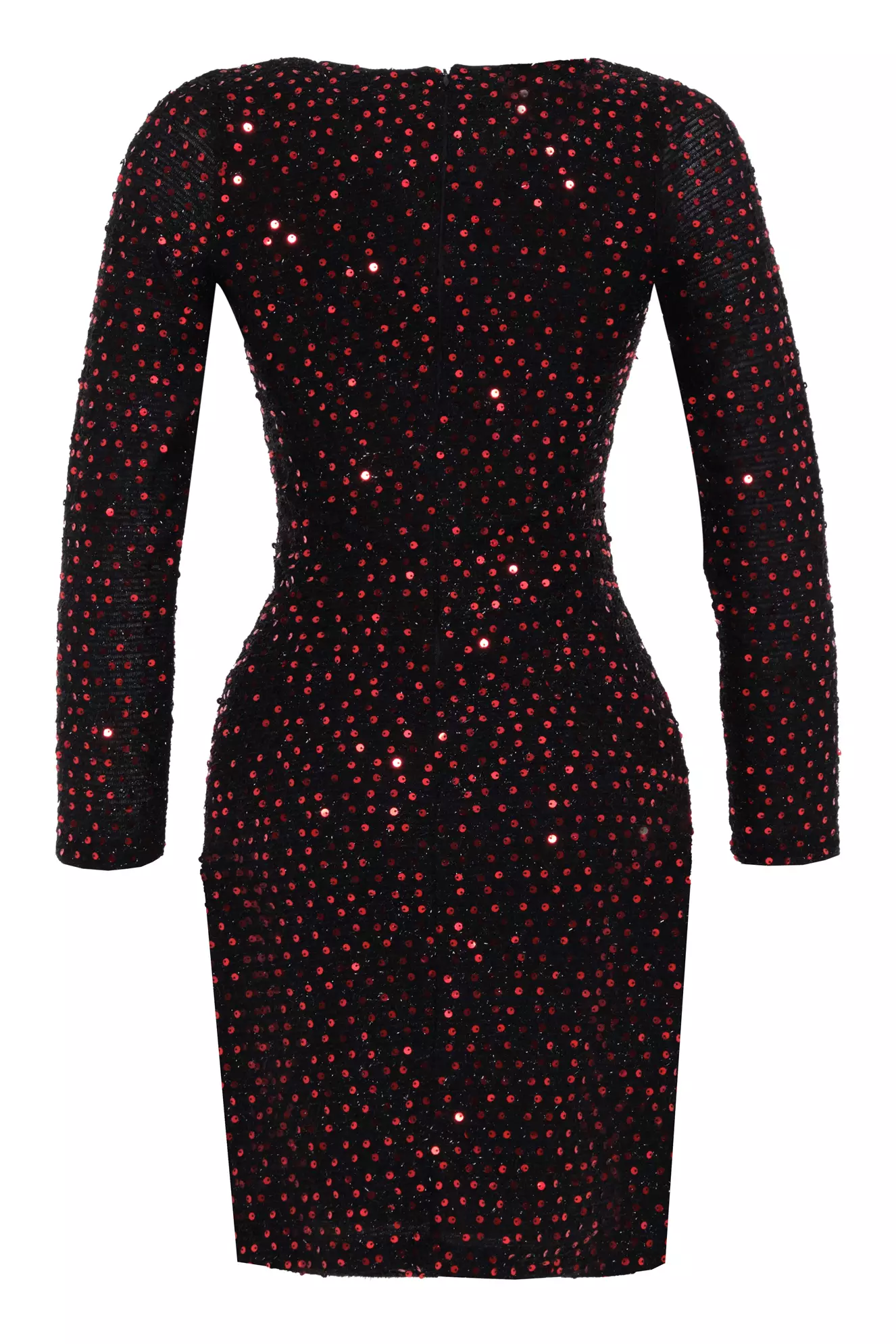 Red Sequin Long Sleeve Mini Dress
