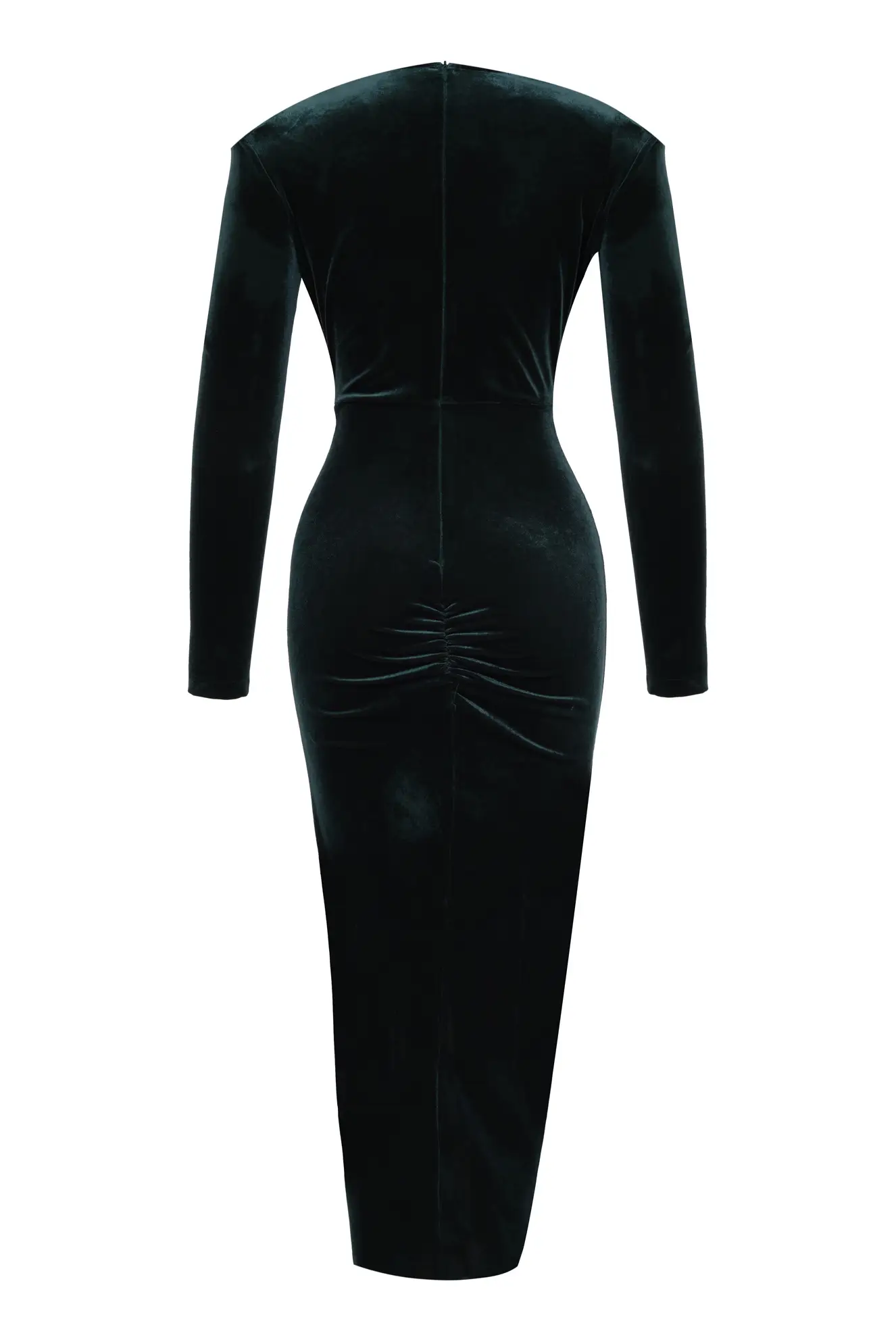 Green Velvet Long Sleeve Long Dress