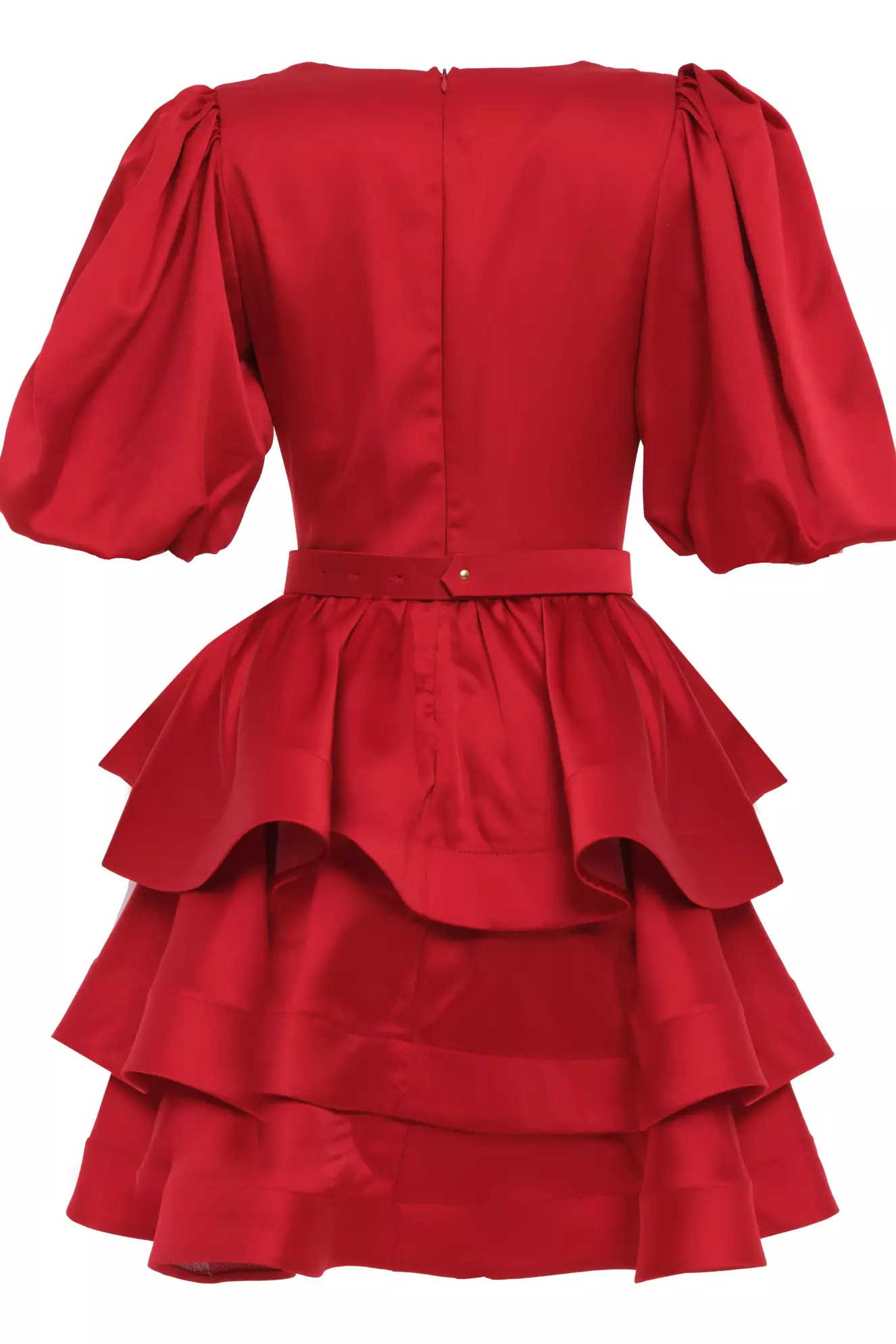 Red Satin Kapri Kol Mini Dress