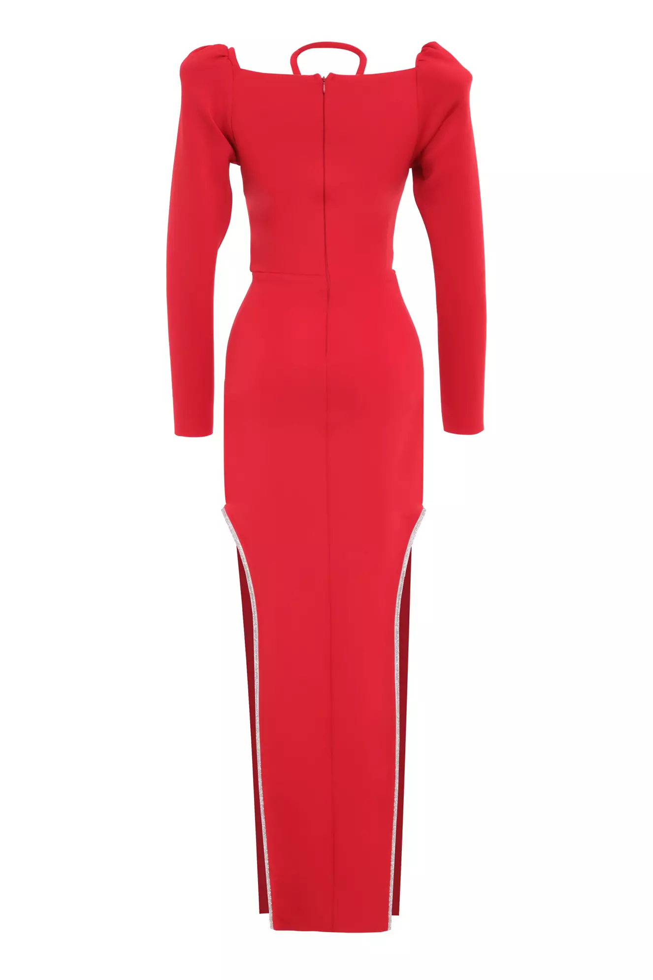 Red Dalgic Long Sleeve Long Dress