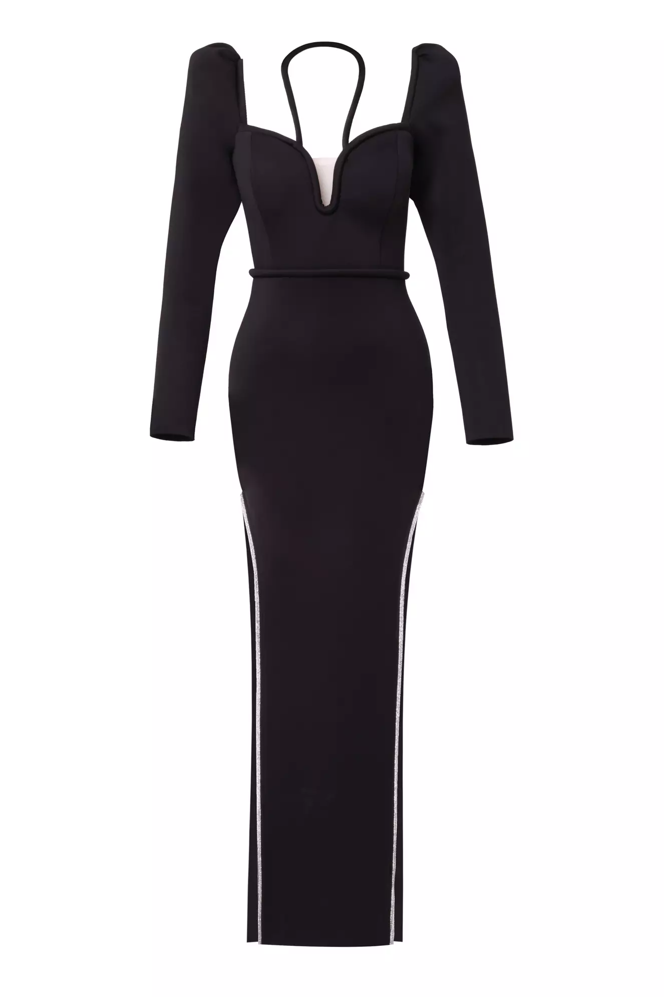 Black Dalgic Long Sleeve Long Dress