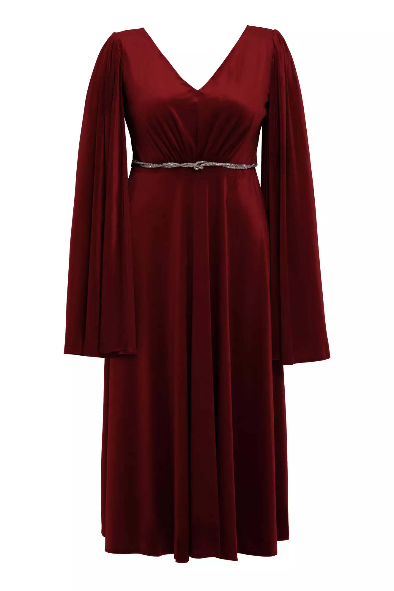 Maroon plus size velvet sleeveless long dress