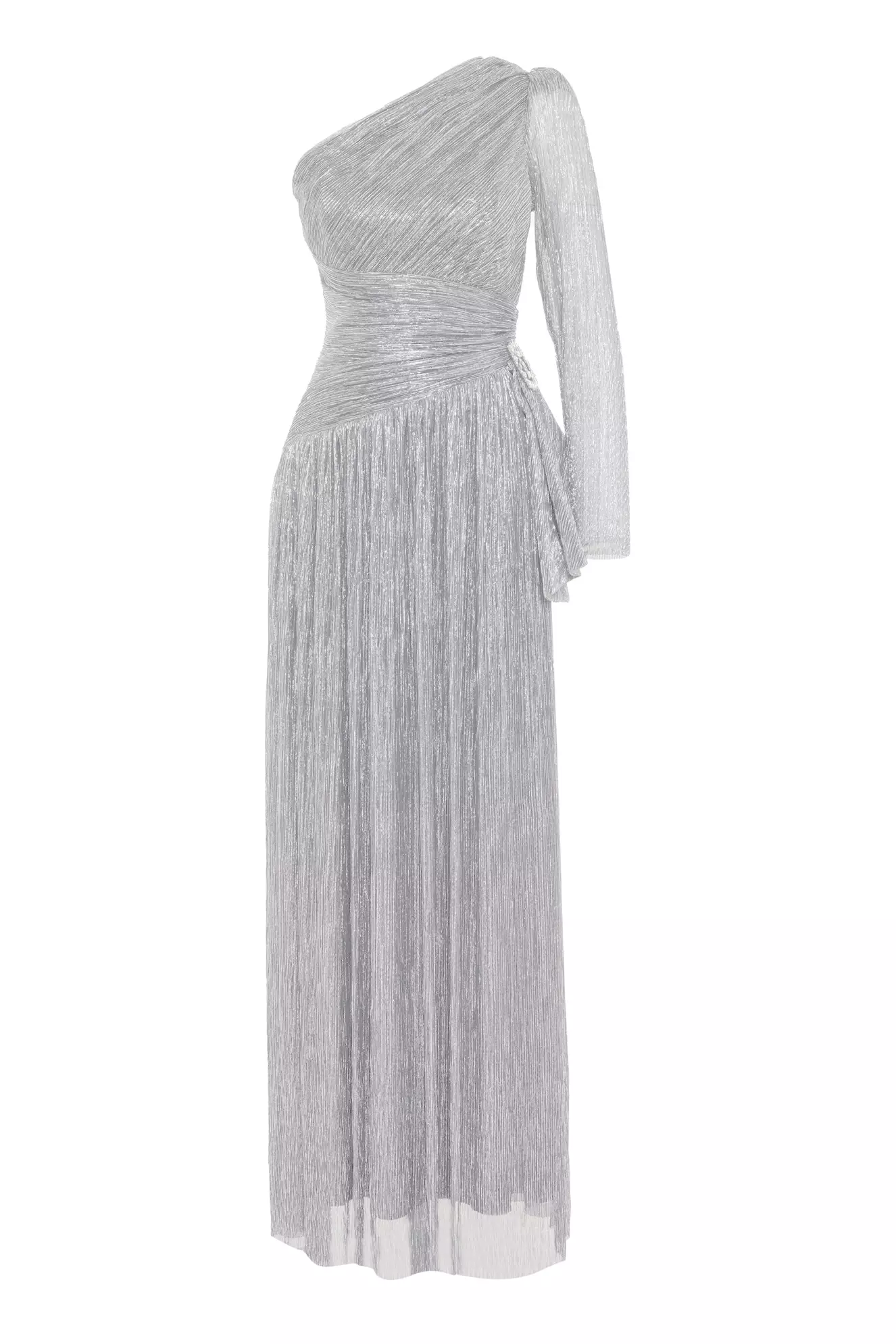 Silver Moonlight One Arm Long Dress