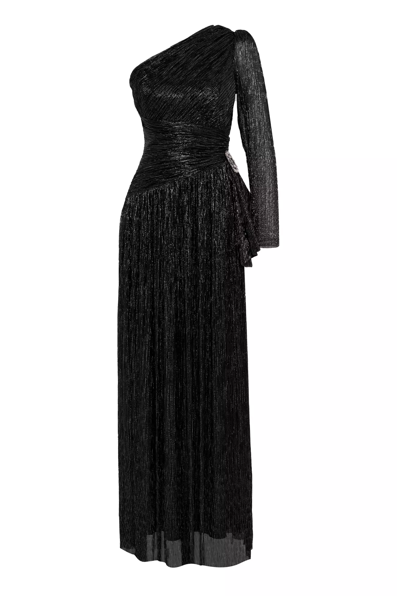 Black Moonlight One Arm Long Dress