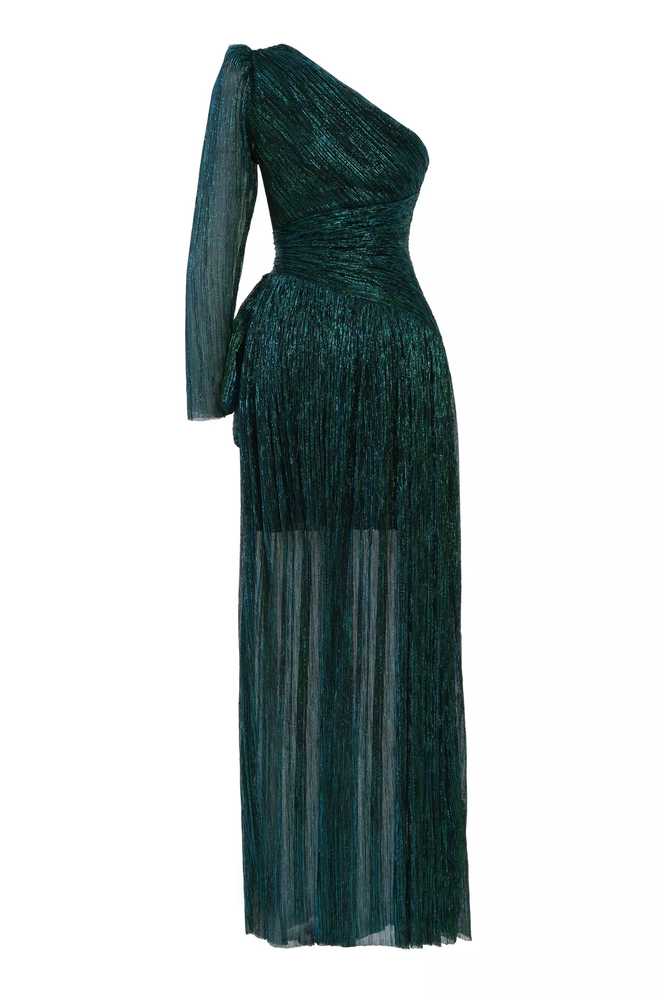 Green Moonlight One Arm Long Dress
