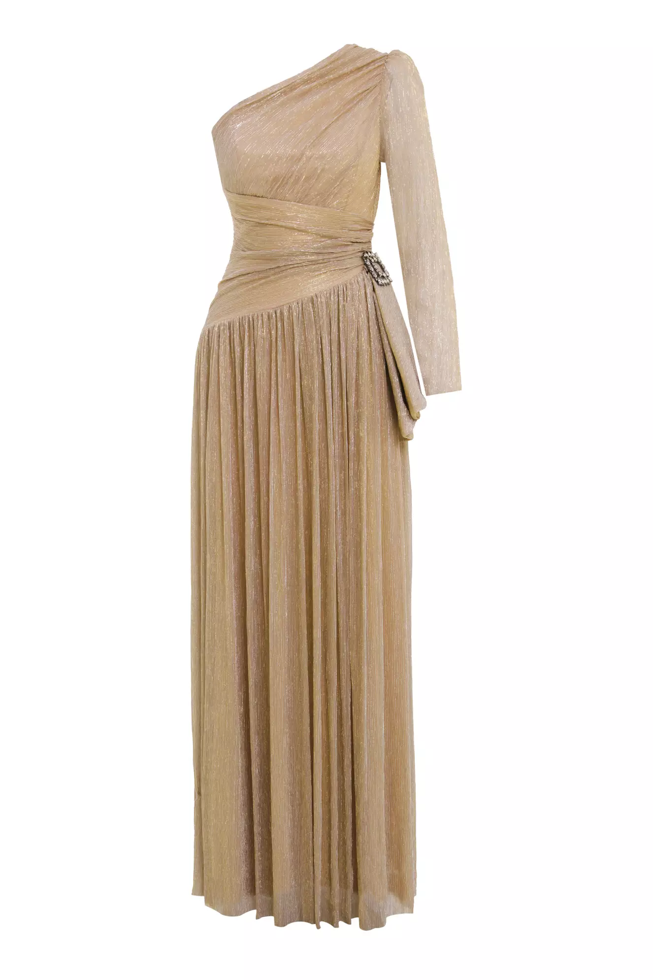 Gold Moonlight One Arm Long Dress