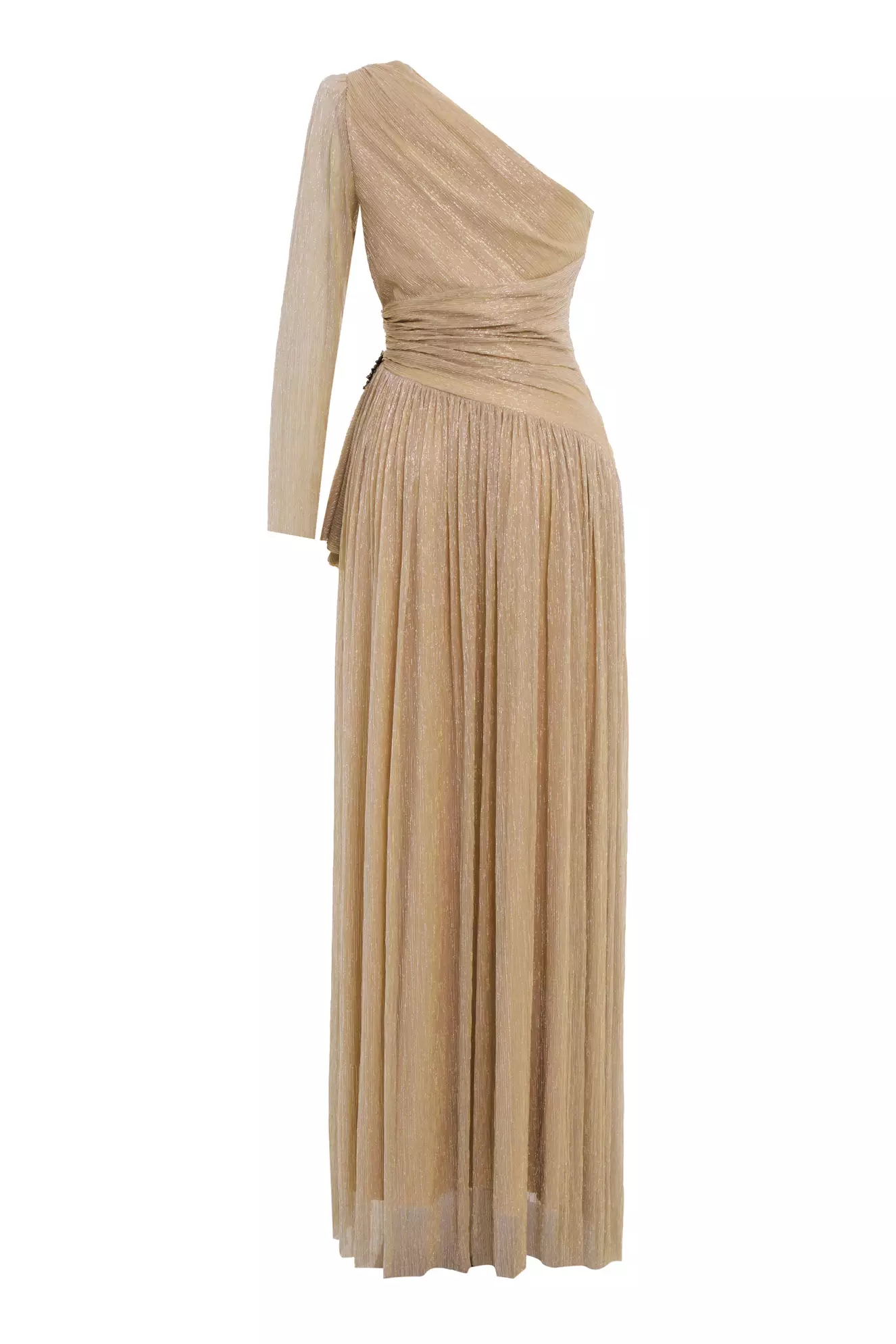Gold Moonlight One Arm Long Dress