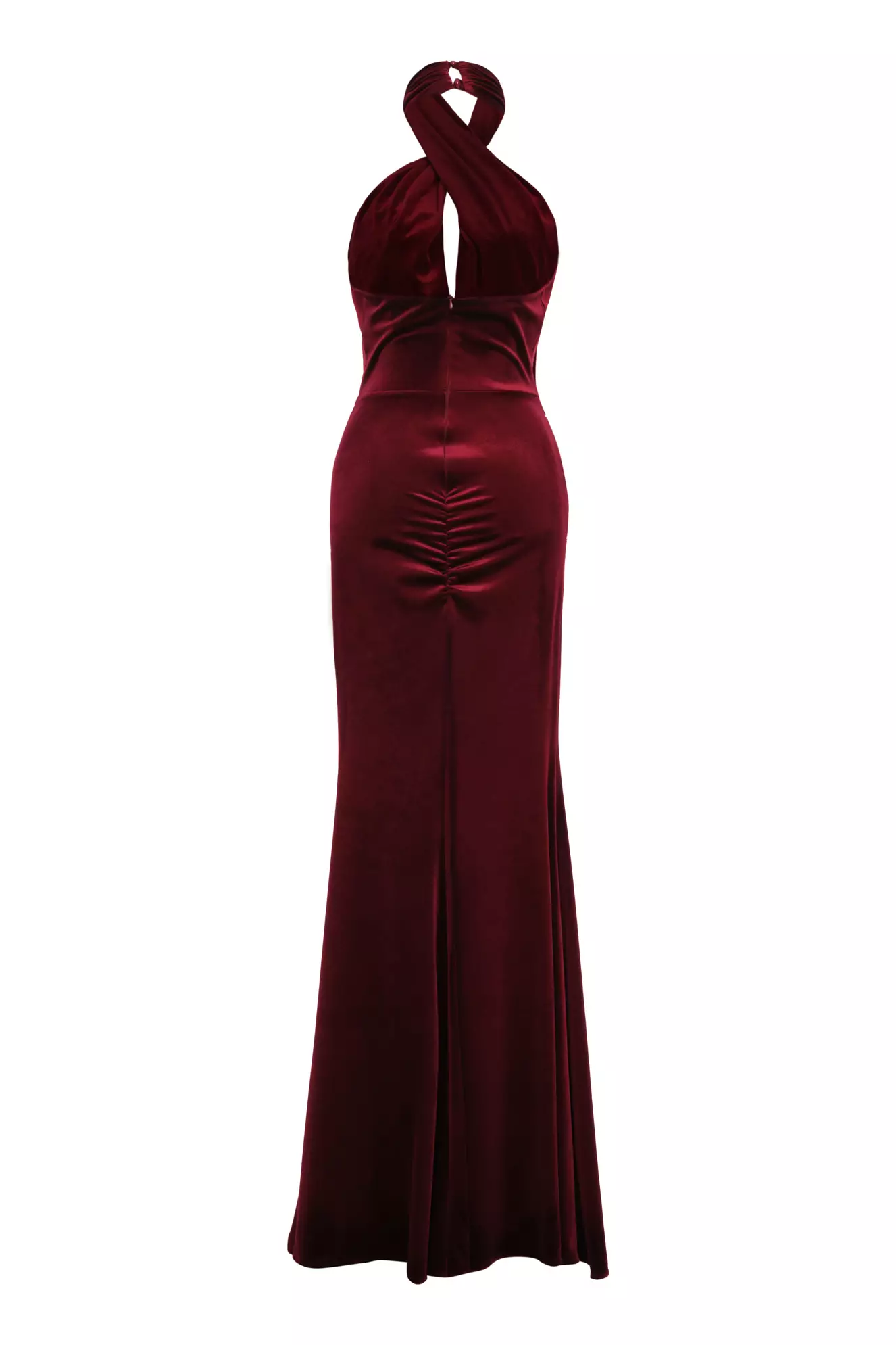 Maroon velvet sleeveless long dress