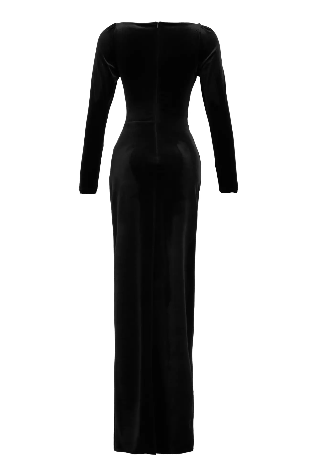 Black Velvet Long Sleeve Long Dress