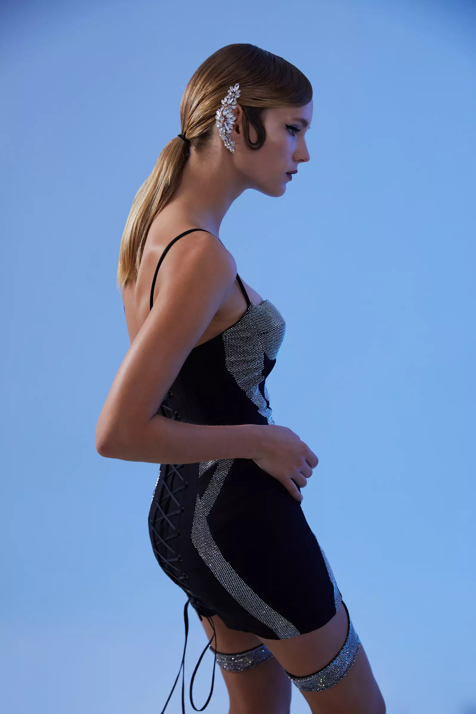 Black Crepe Sleeveless Mini Dress