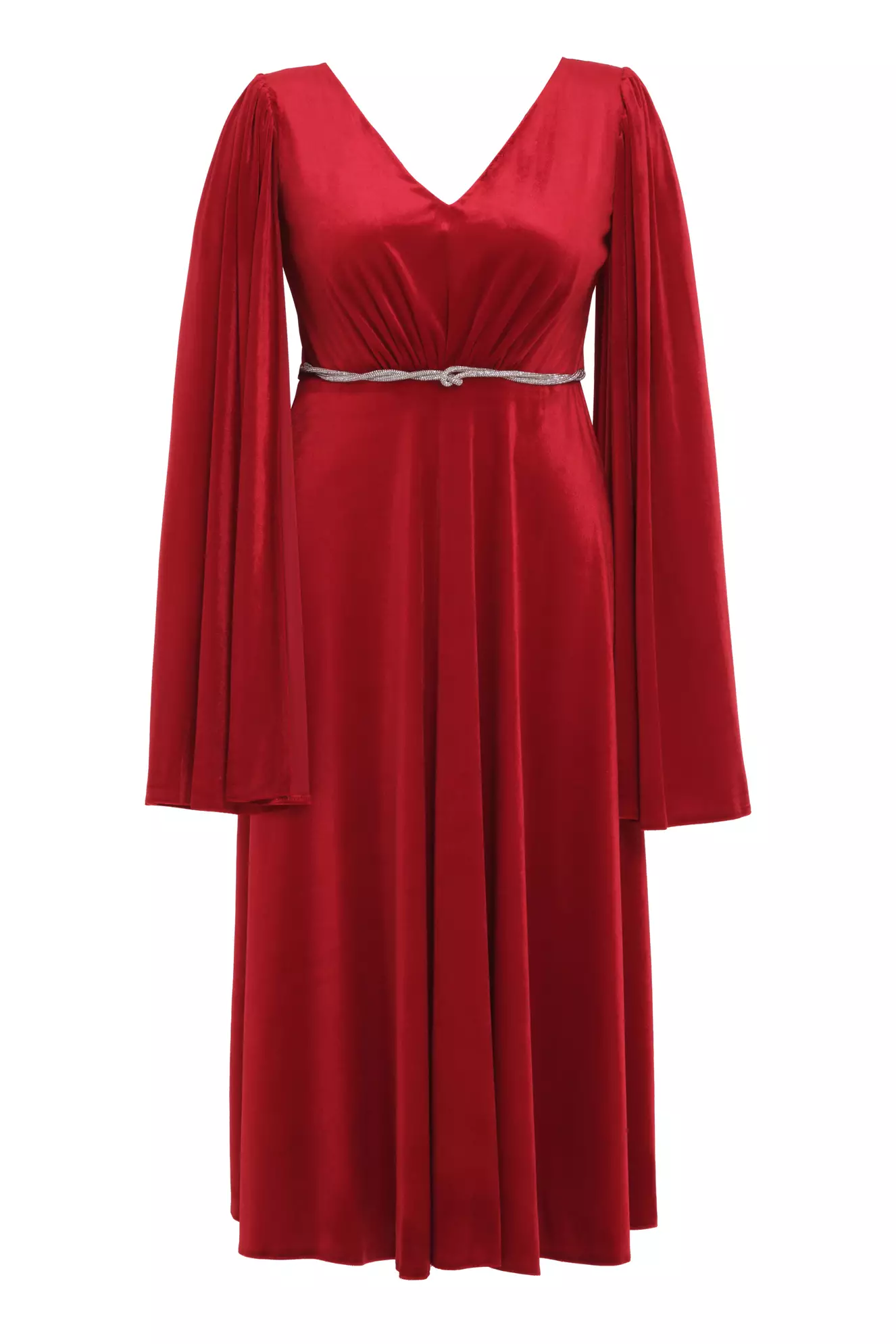 Red plus size velvet sleeveless long dress