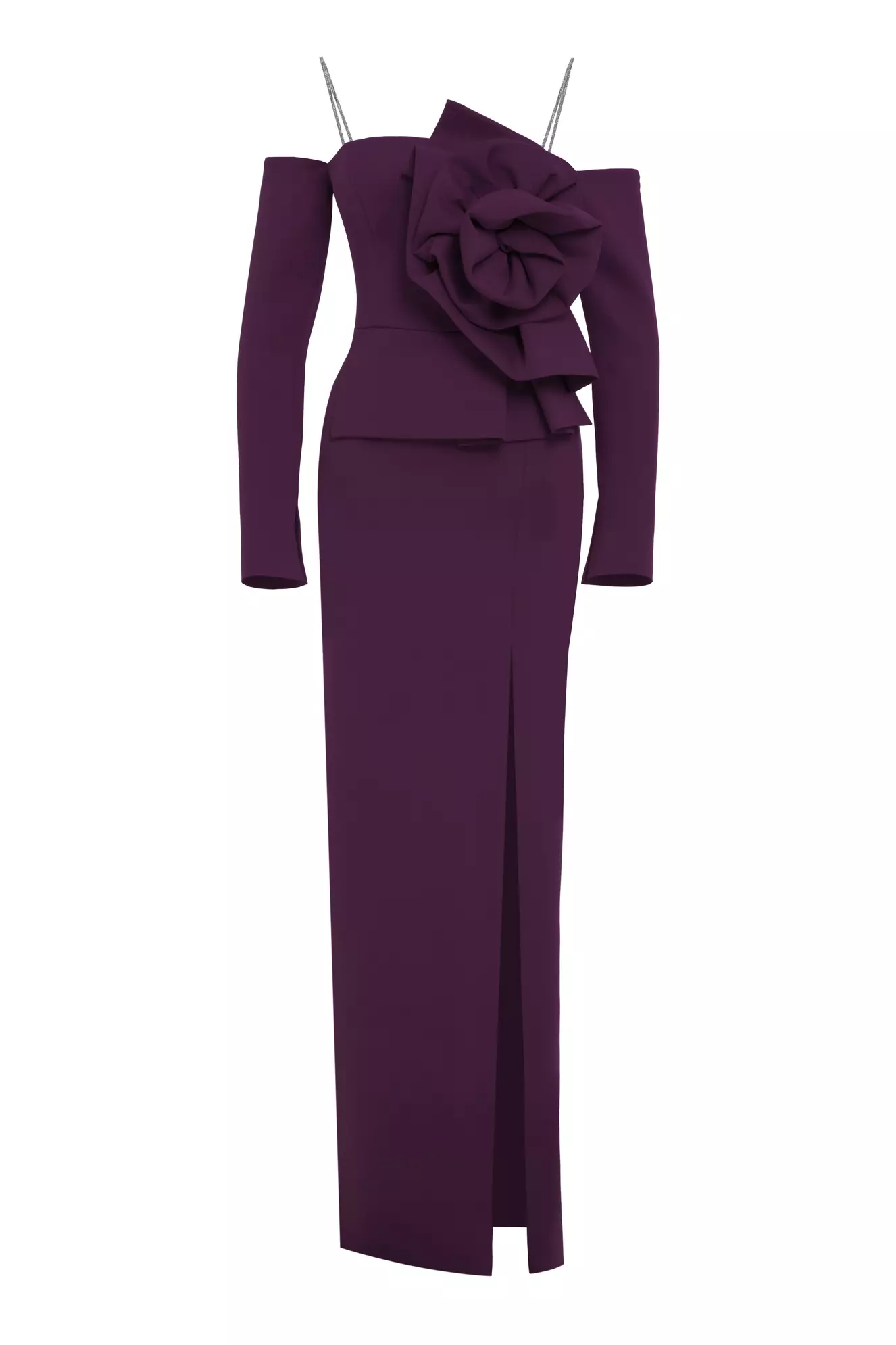 Purple Dalgic Long Sleeve Long Dress