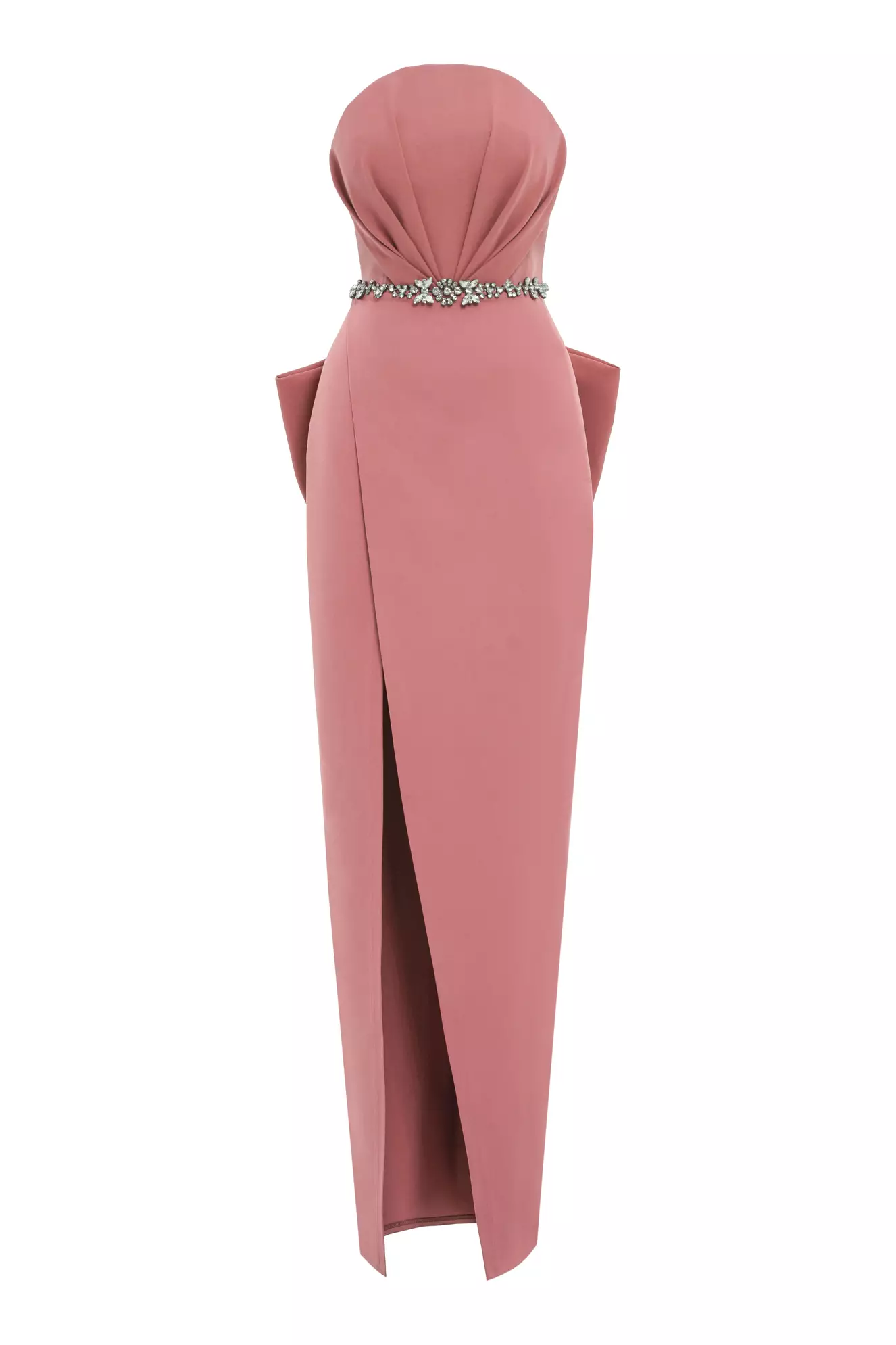 Blush Crepe Sleeveless Long Dress