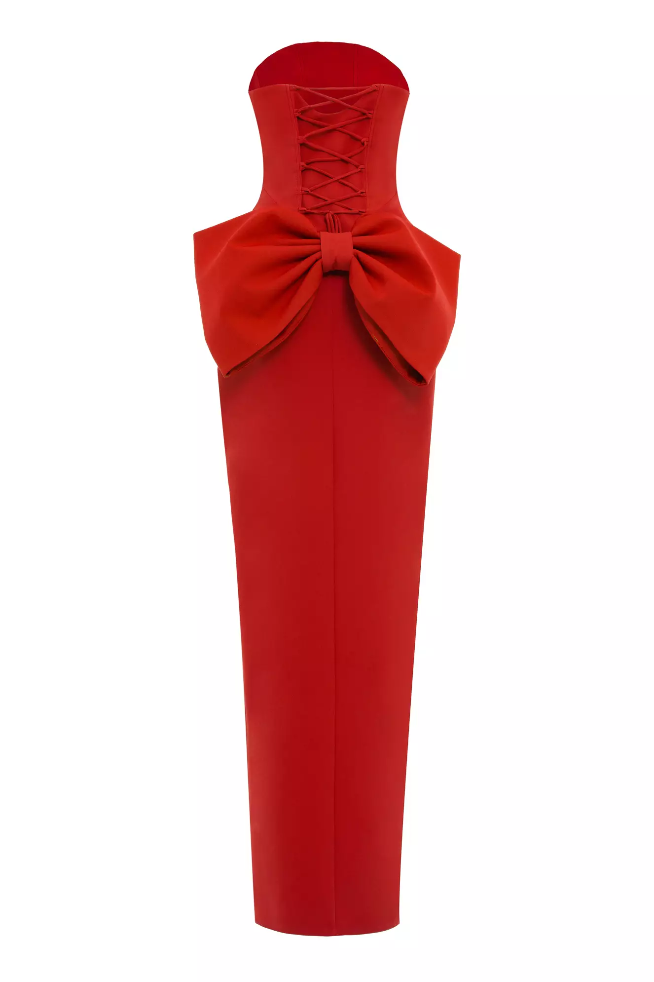 Red Crepe Sleeveless Long Dress