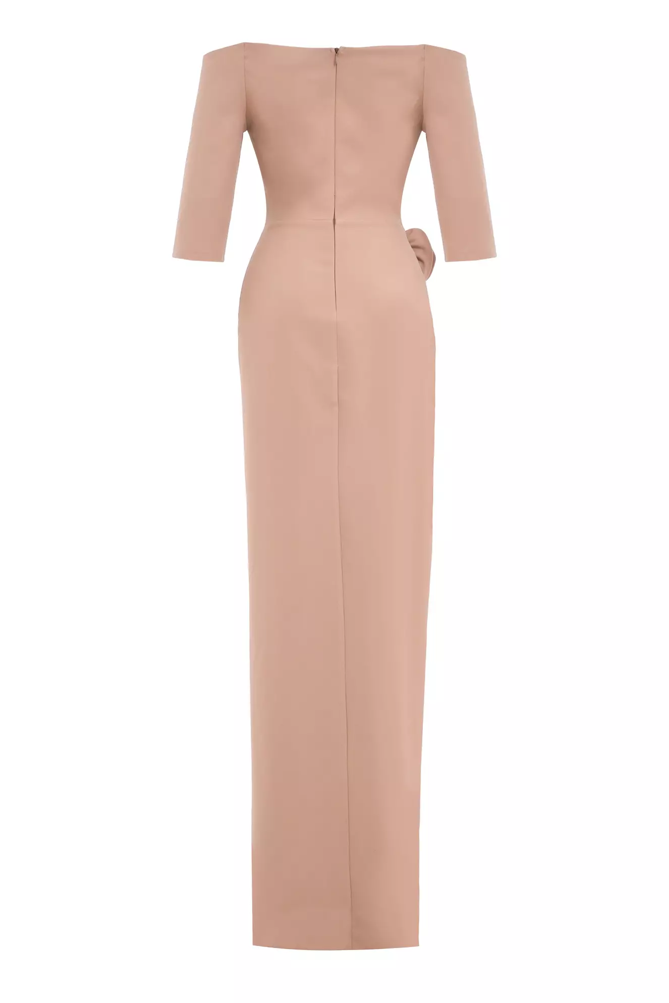 Beige Crepe Kapri Kol Long Dress
