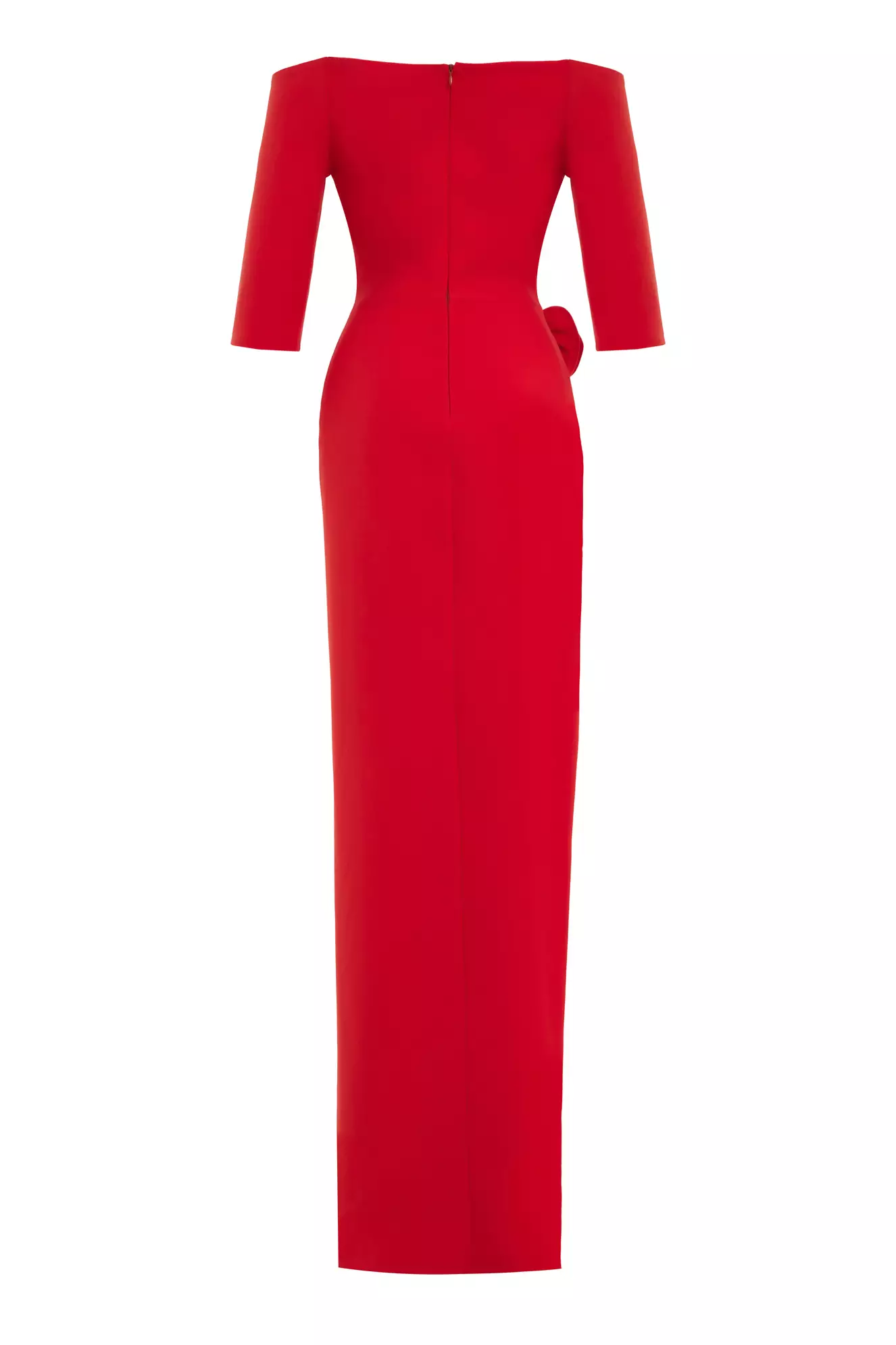Red Crepe Kapri Kol Long Dress