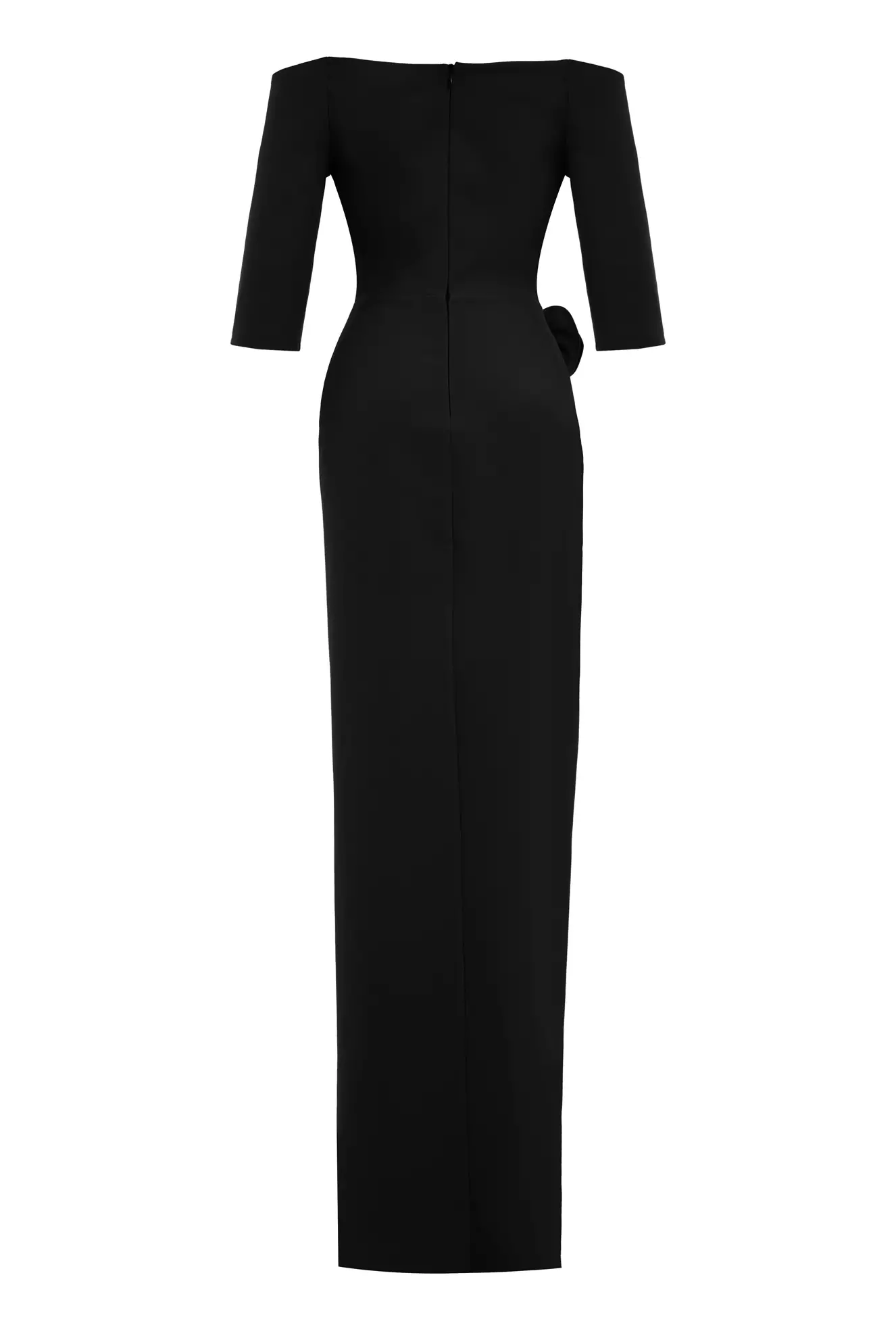 Black Crepe Kapri Kol Long Dress