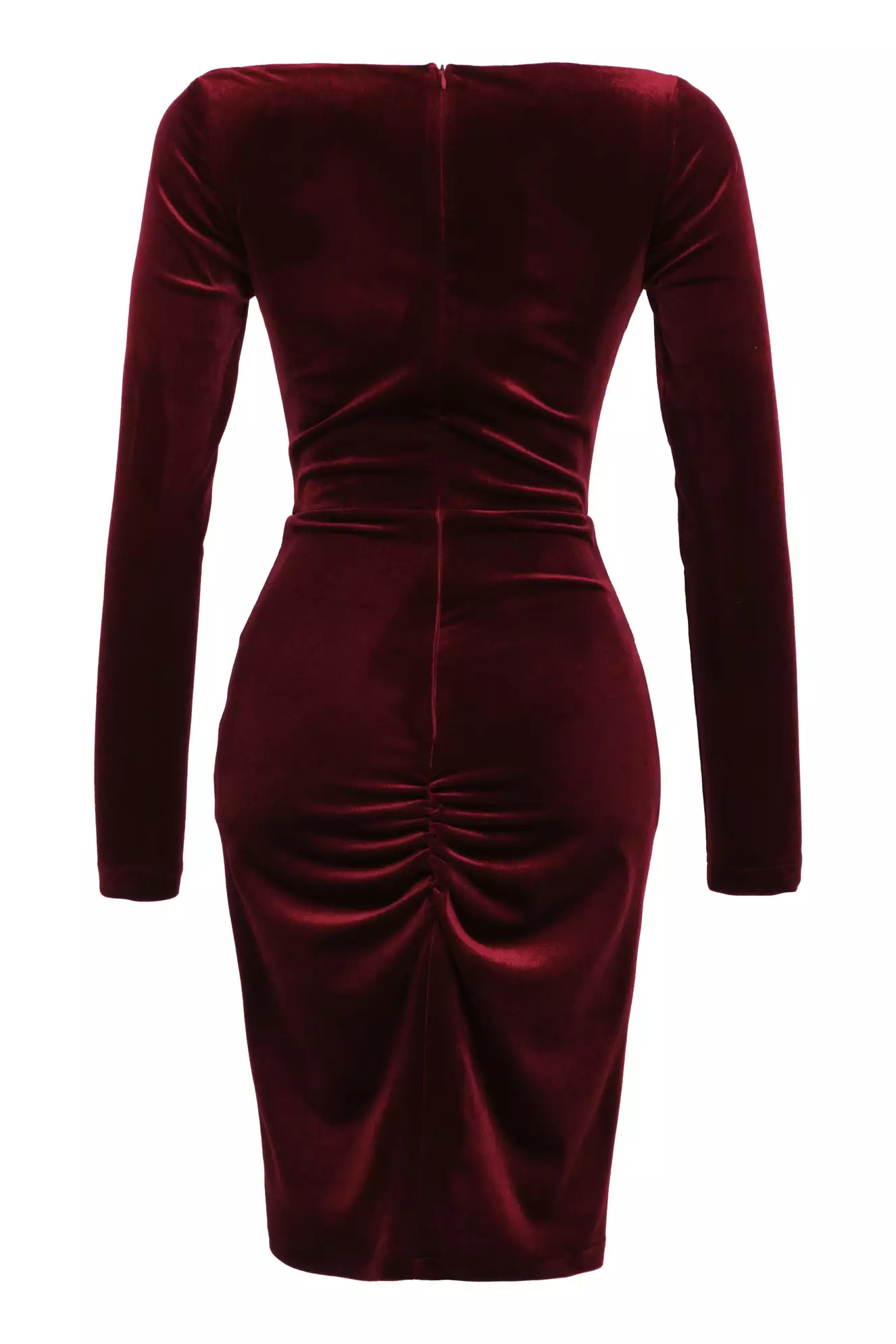 Maroon velvet long sleeve mini dress