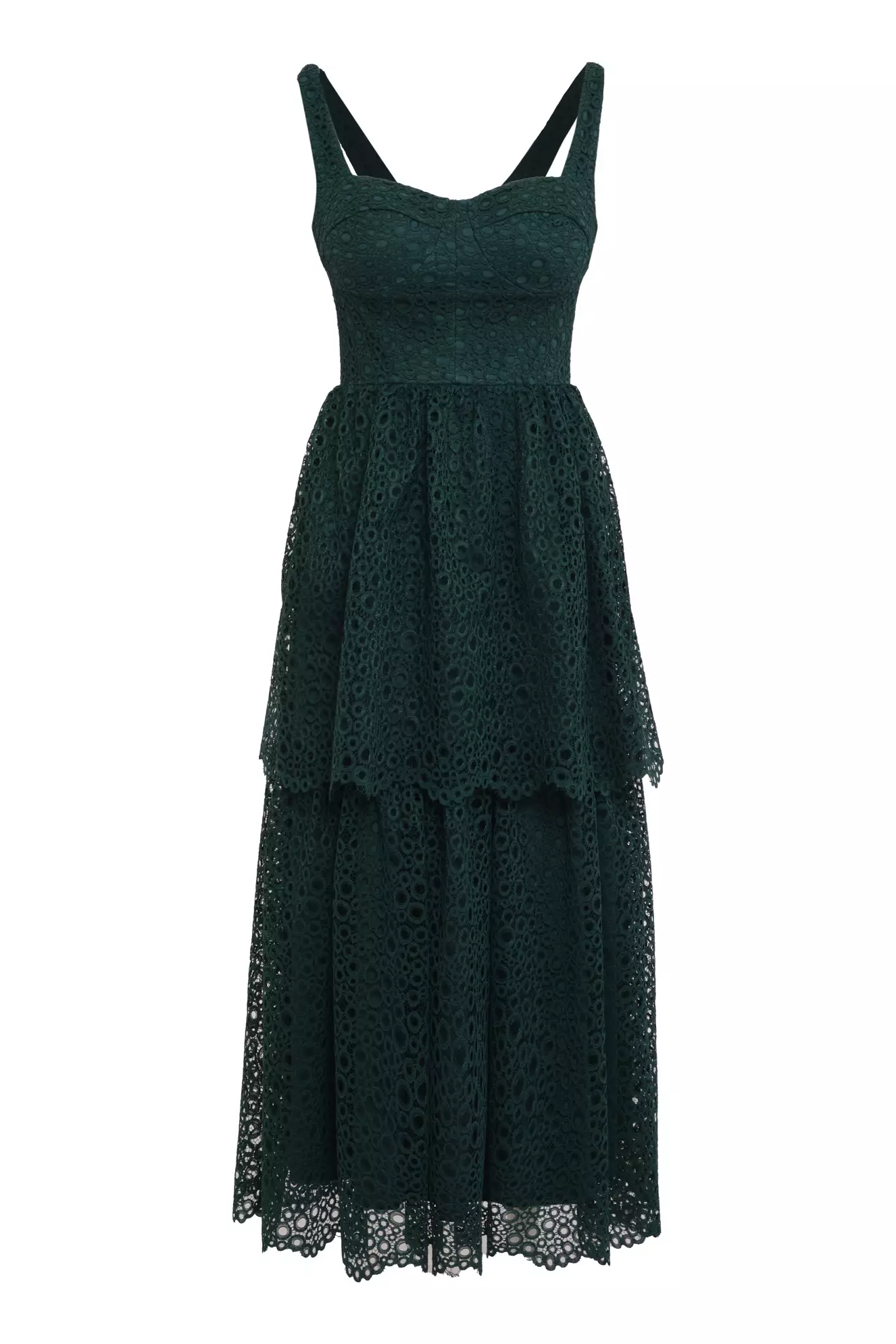 Green lace sleeveless maxi dress