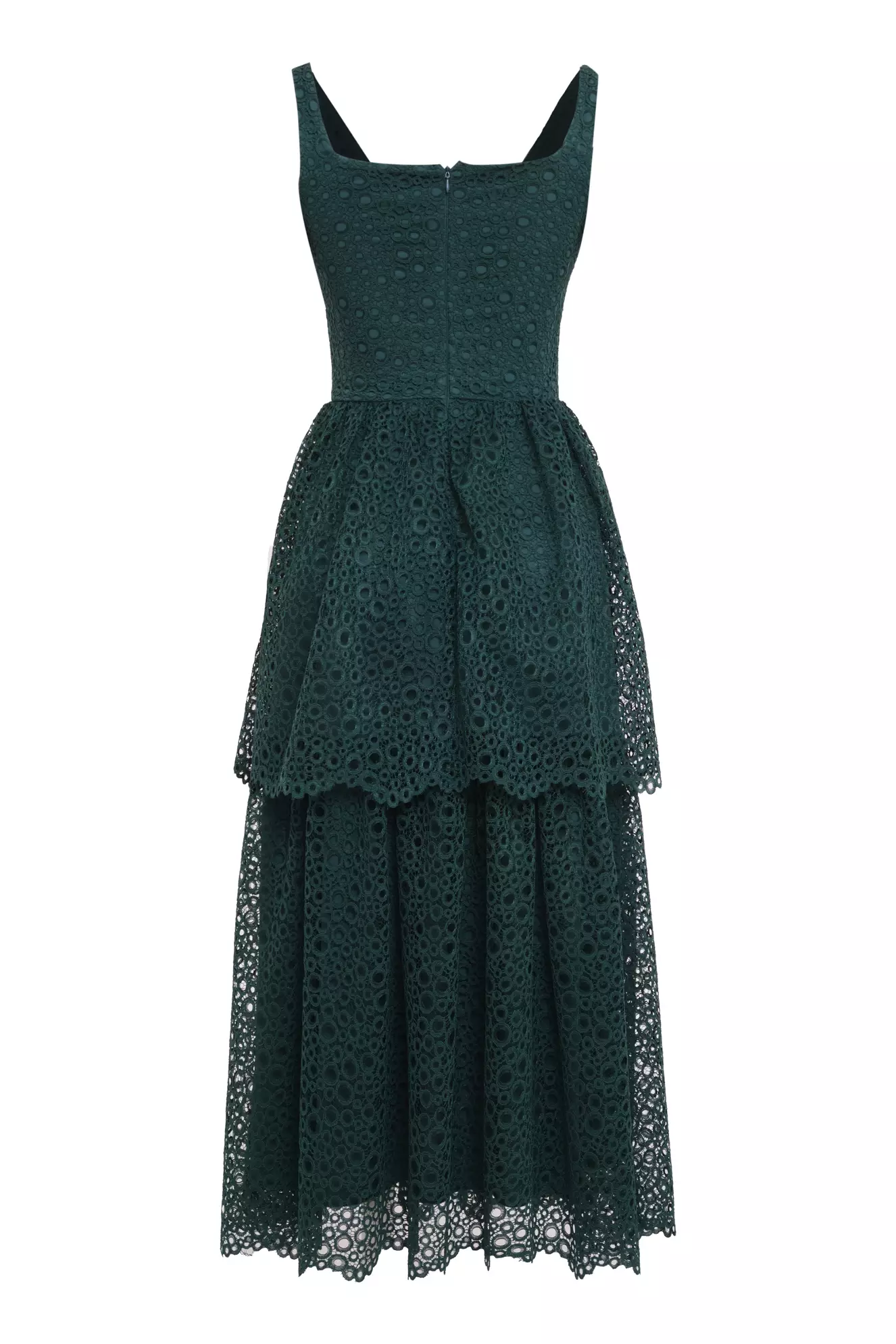 Green lace sleeveless maxi dress