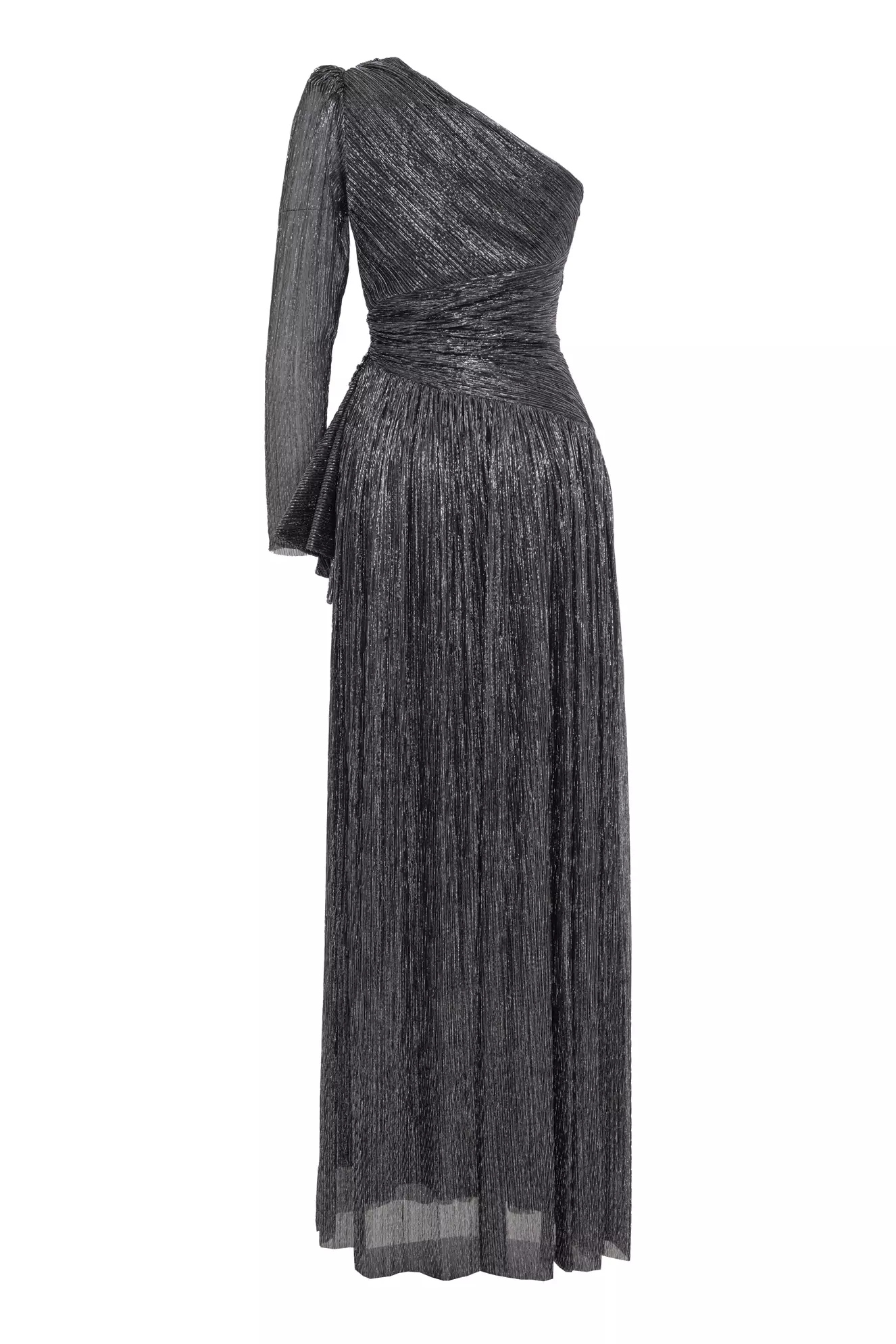 Siyah gümüş moonlight one arm long dress
