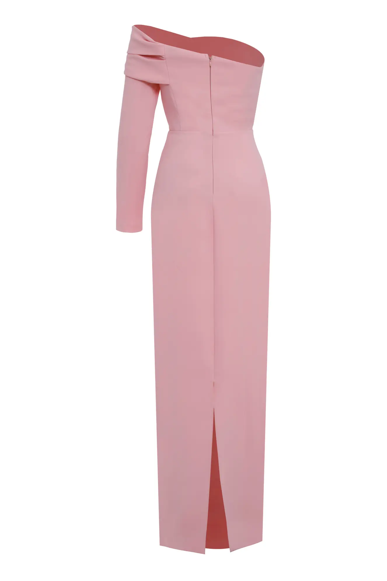 Blush Crepe One Arm Long Dress