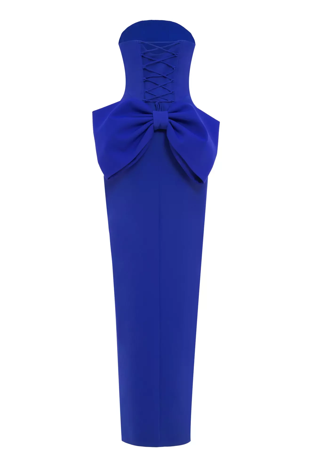 Blue Crepe Sleeveless Long Dress