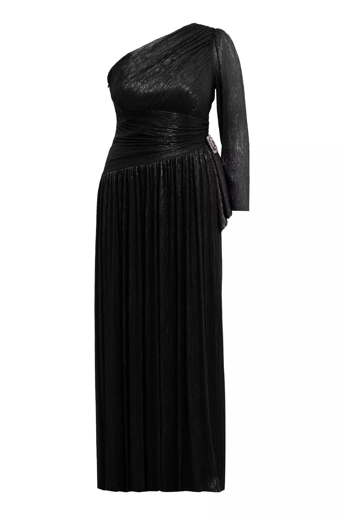Black Plus Size Moonlight One Arm Long Dress