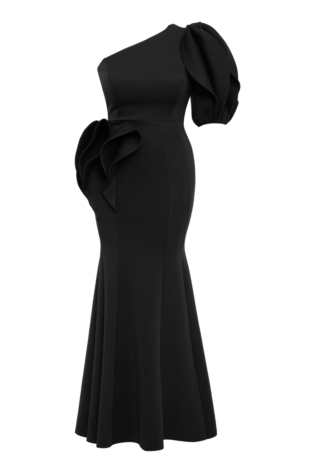 Black Plus Size Dalgic One Arm Long Dress