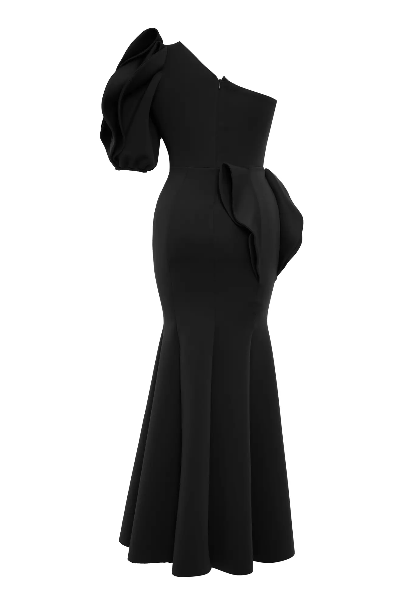 Black Plus Size Dalgic One Arm Long Dress