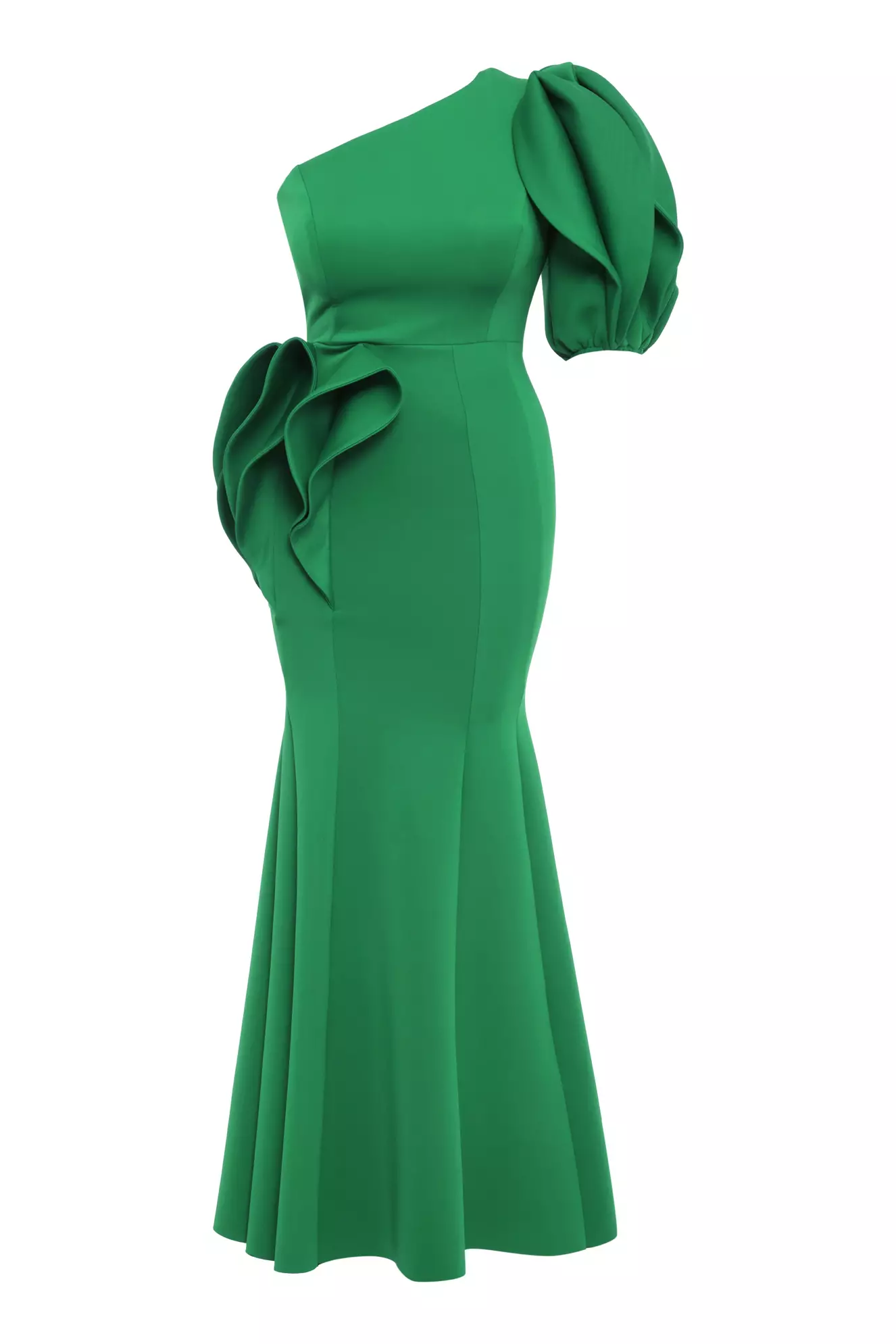 Green Plus Size Dalgic One Arm Long Dress