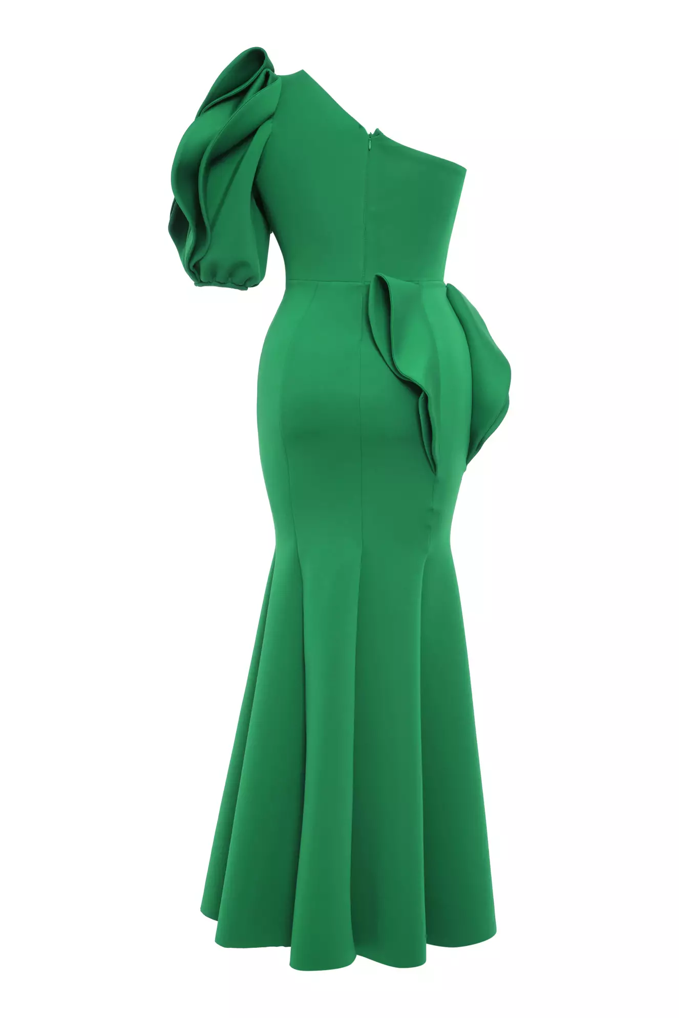 Green Plus Size Dalgic One Arm Long Dress