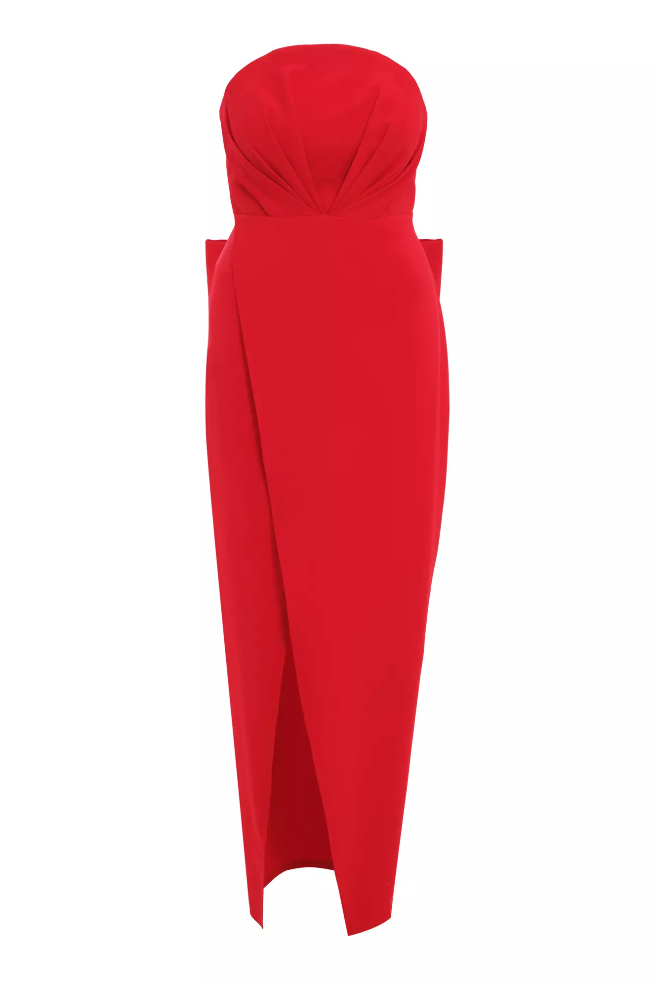 Red Plus Size Crepe Sleeveless Long Dress
