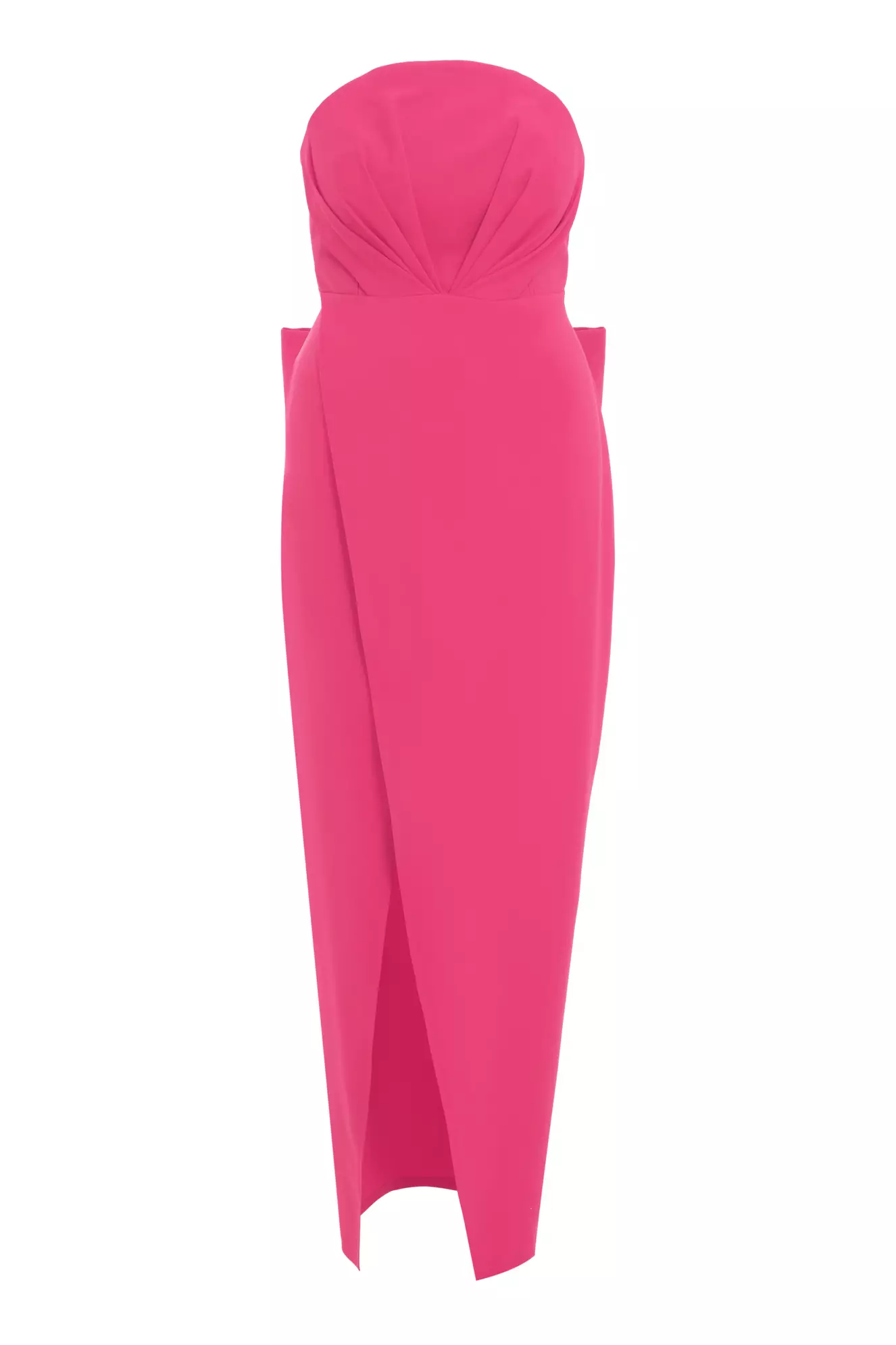 Fuchsia Plus Size Crepe Sleeveless Long Dress