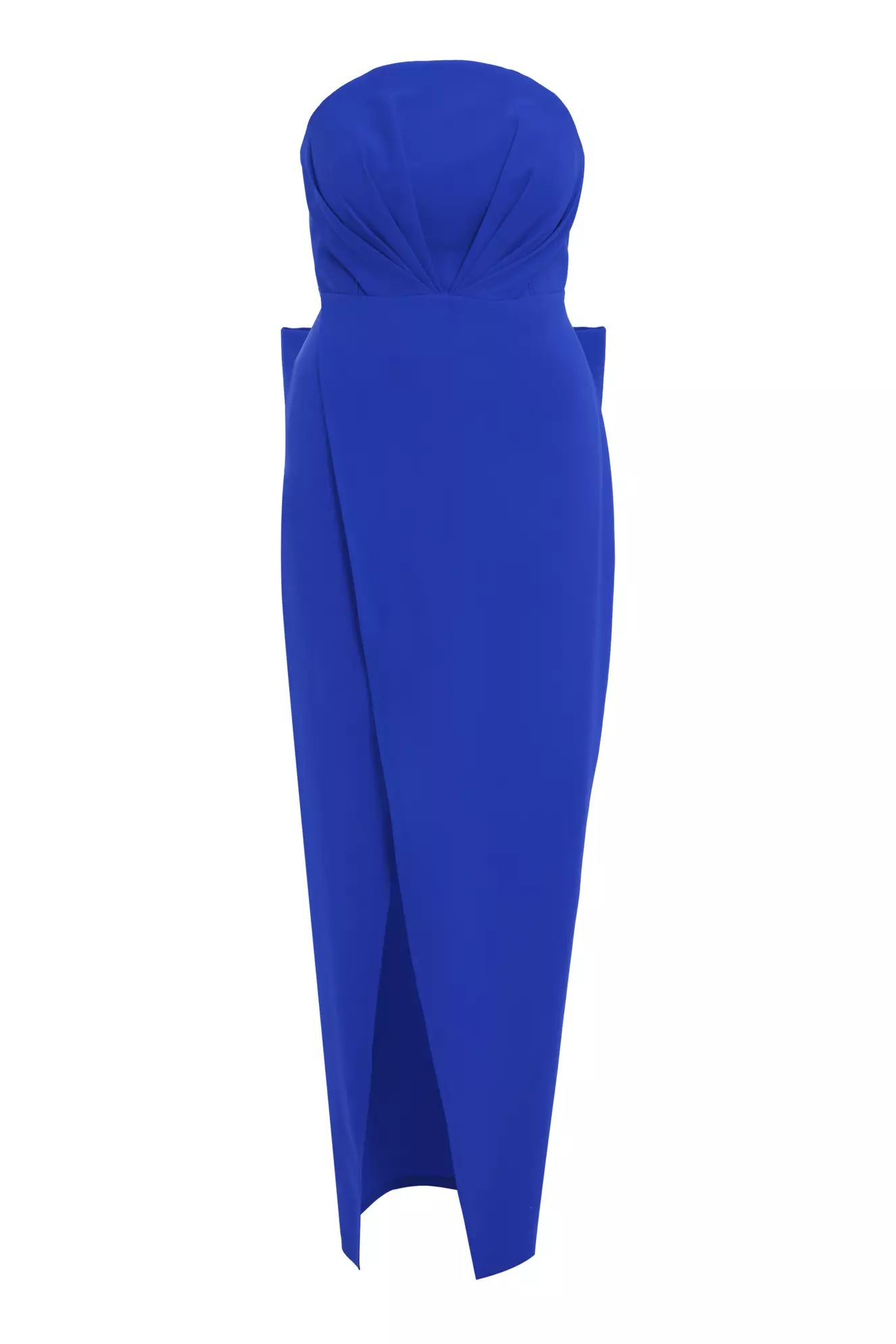 Blue Plus Size Crepe Sleeveless Long Dress
